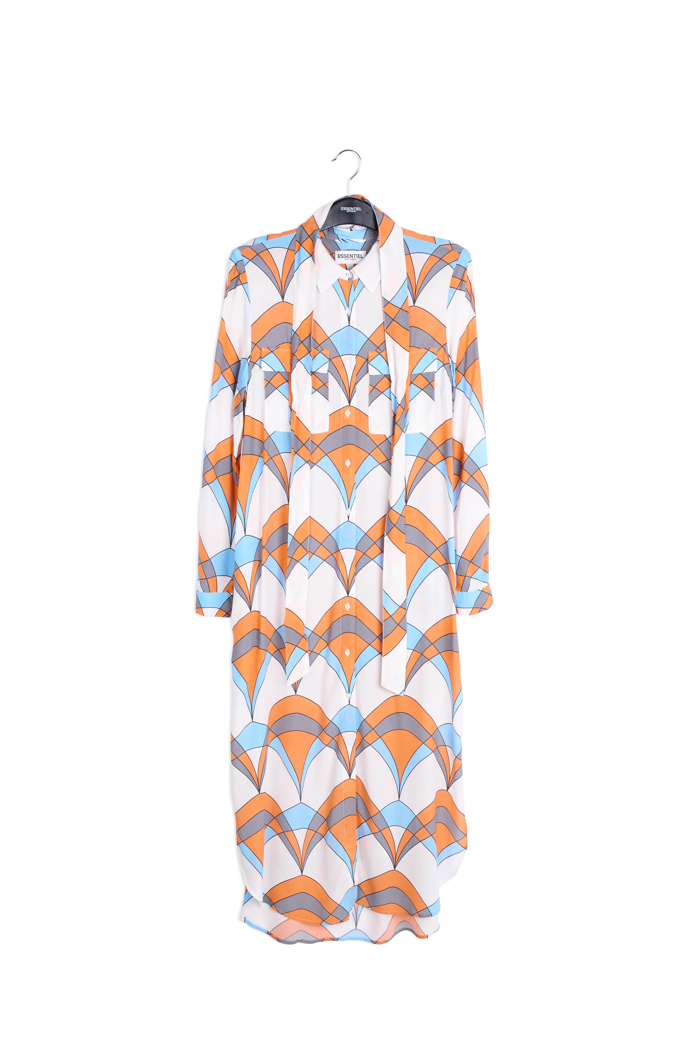 Gebroken witte overhemdjurk met grafische print RE—SSENTIEL | Essentiel second hand