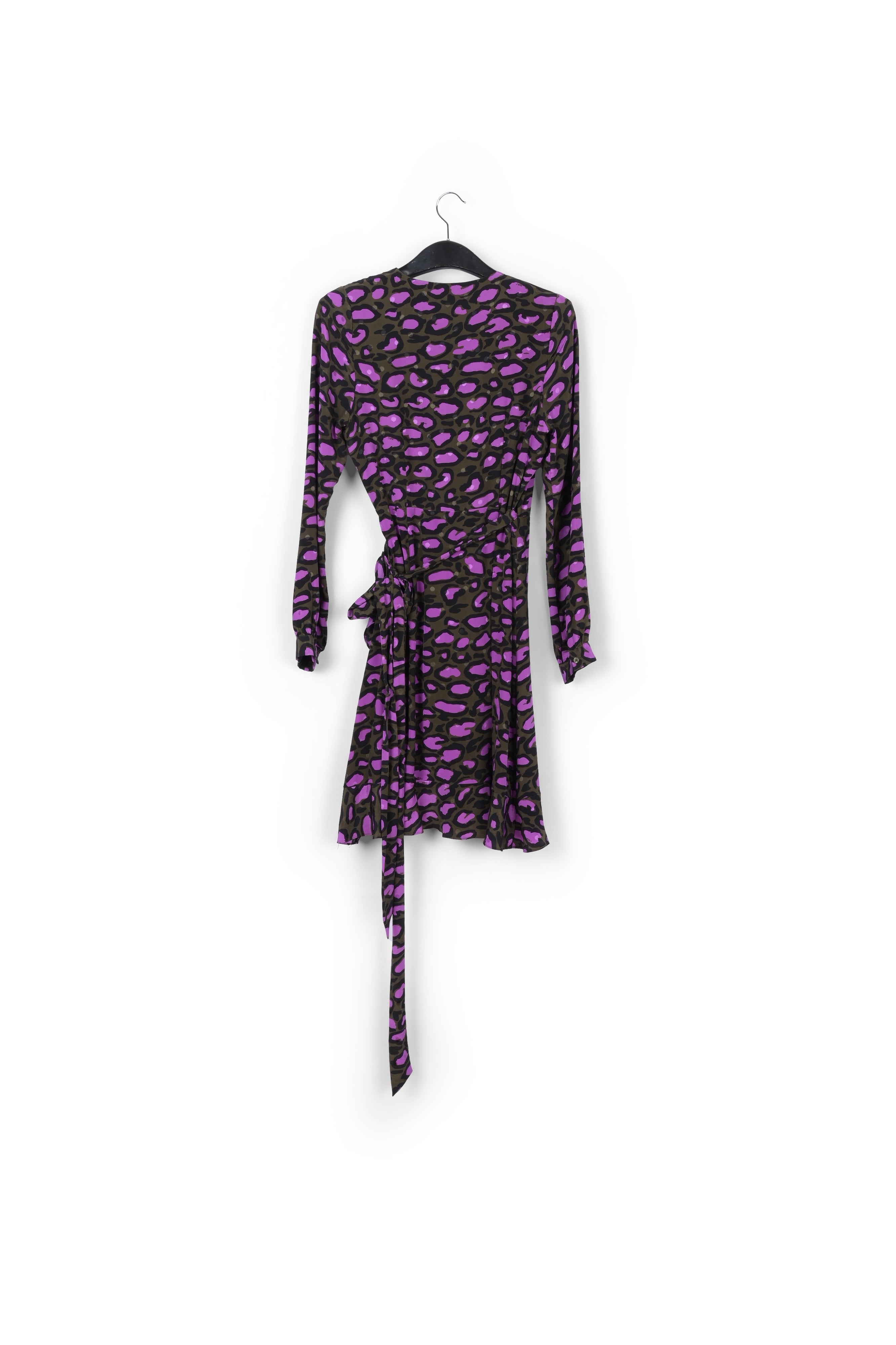 Robe portefeuille en soie vert kaki à imprimé léopard RE—SSENTIEL | Essentiel second hand