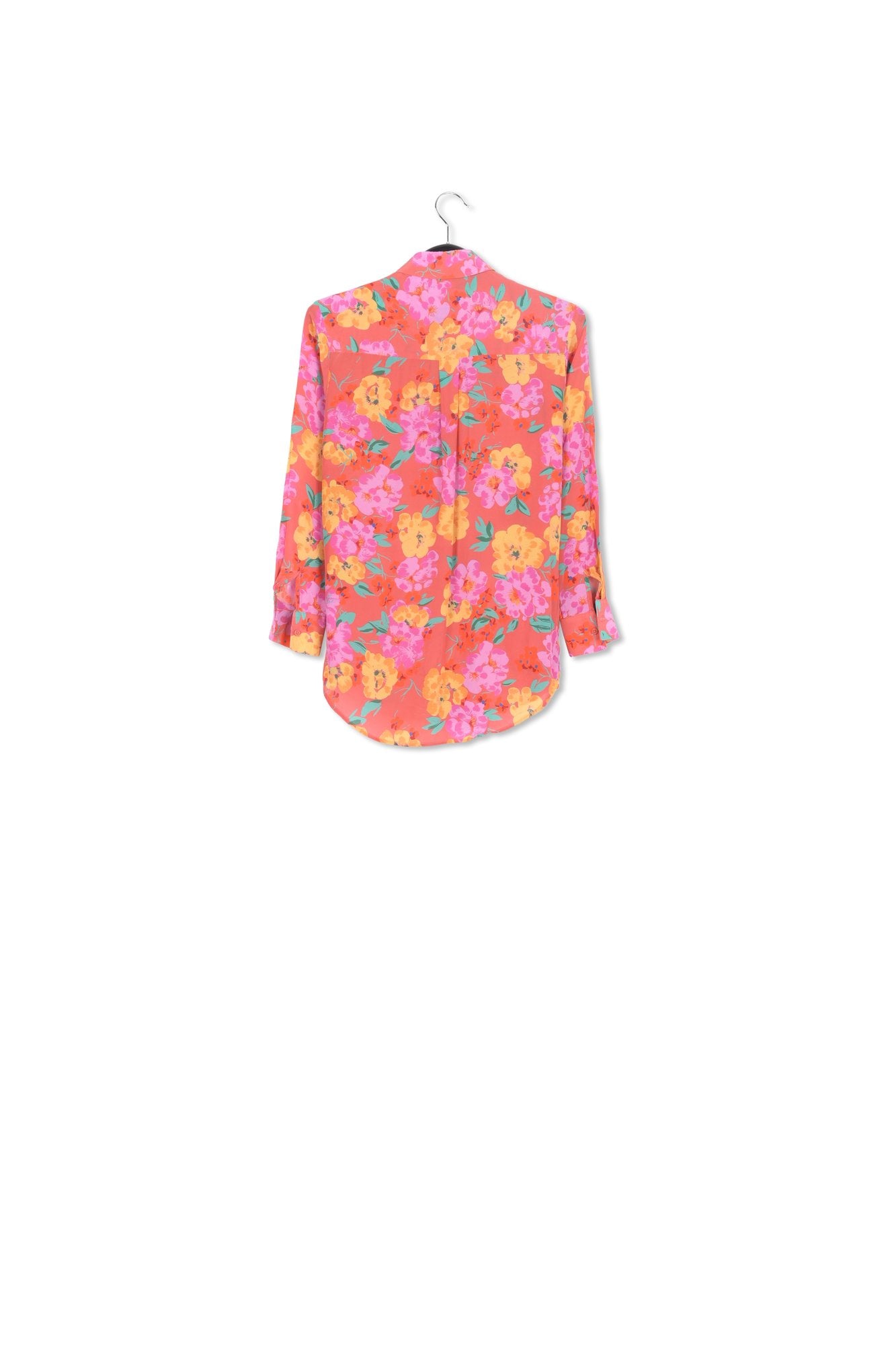 Chemisier en soie corail fleurie RE—SSENTIEL | Essentiel second hand