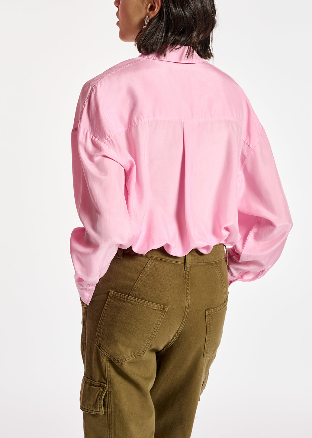 Light pink relaxed-fit silk shirt RE—SSENTIEL | Essentiel second hand
