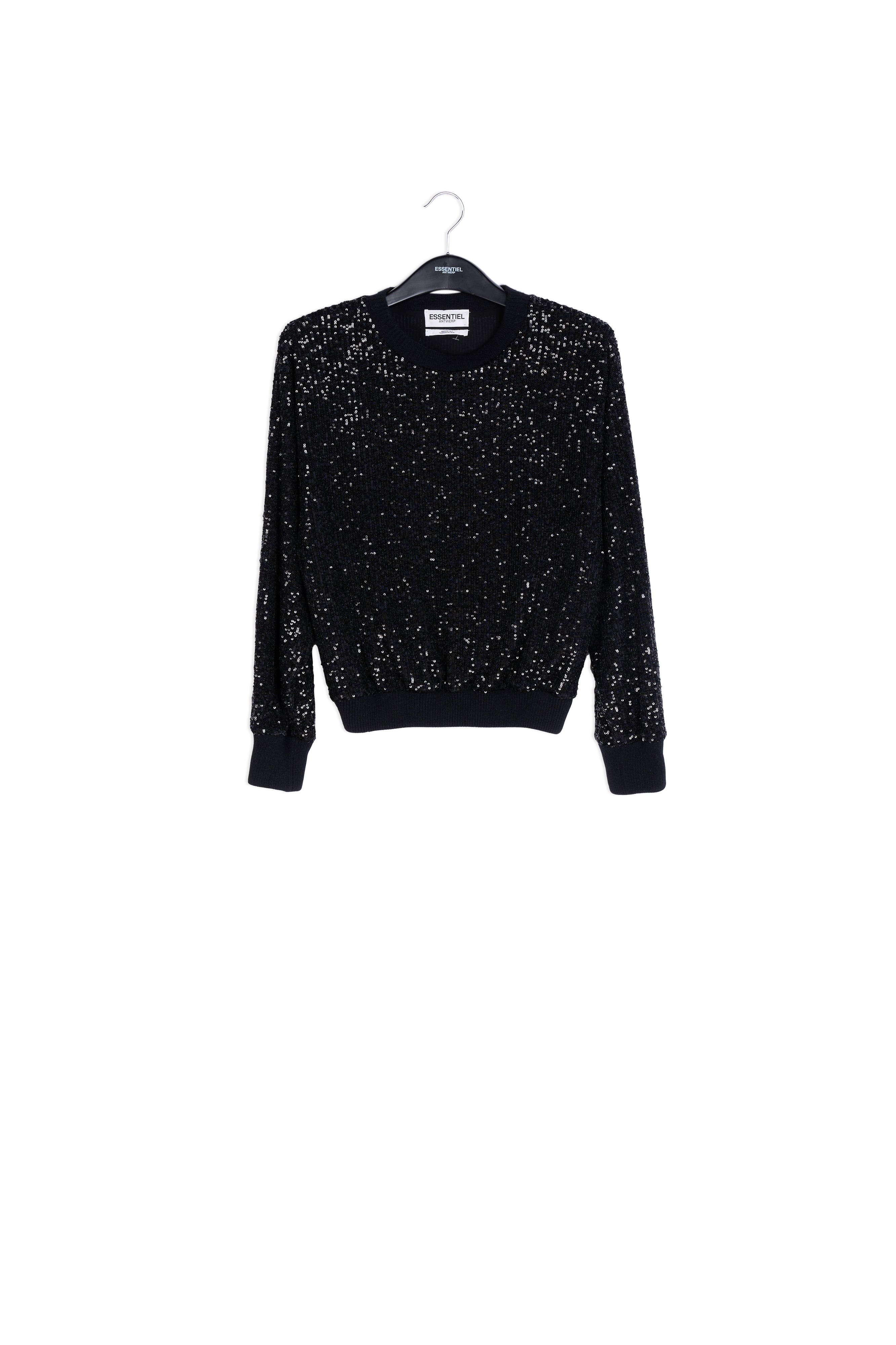 Black fully sequined knitted sweater RE—SSENTIEL | Essentiel second hand
