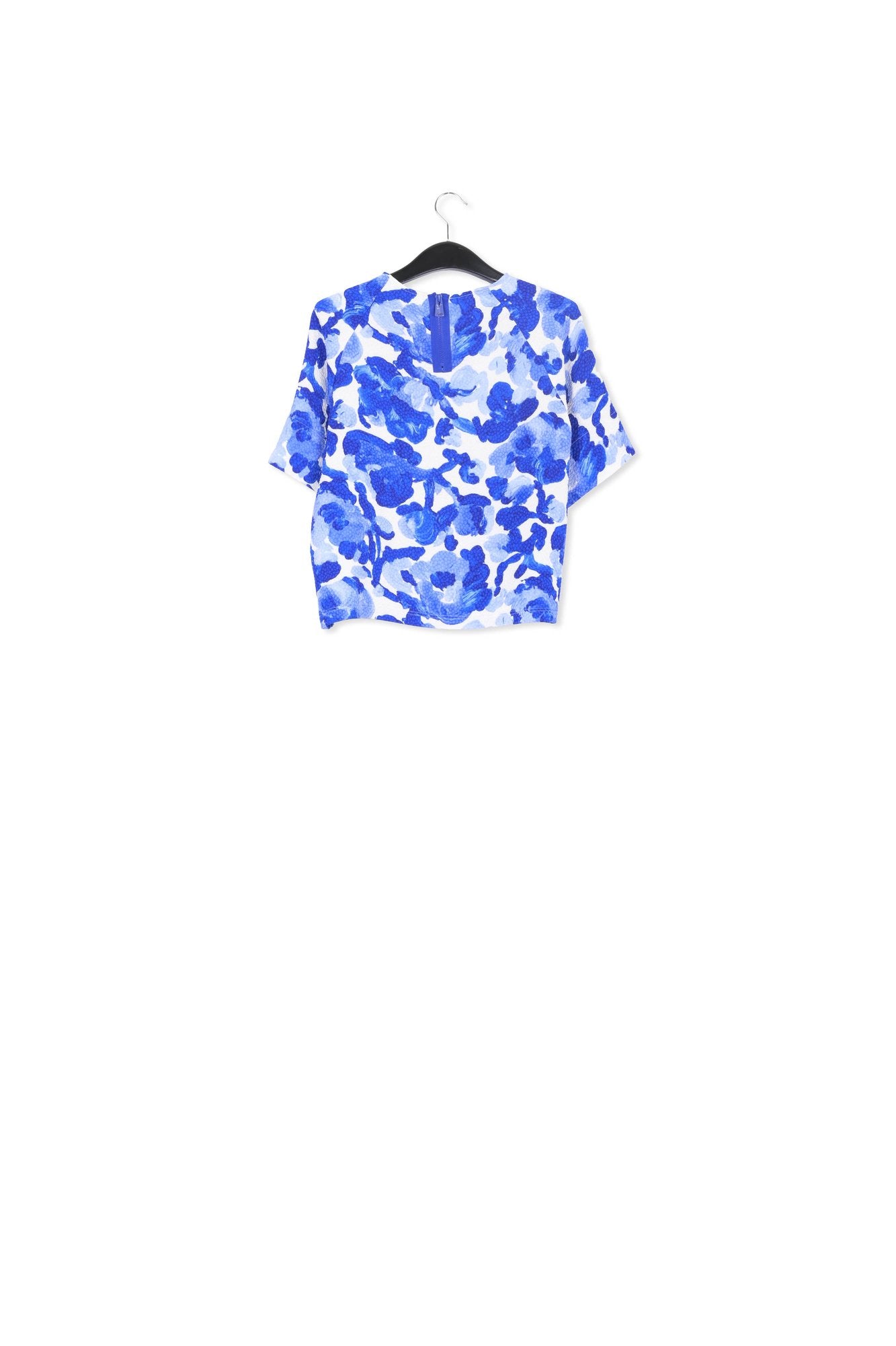 White and blue floral print oversized top RE—SSENTIEL | Essentiel second hand