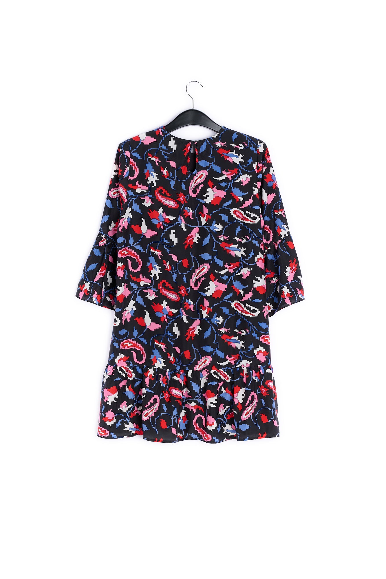 Brown silk dress with flower print RE—SSENTIEL | Essentiel second hand