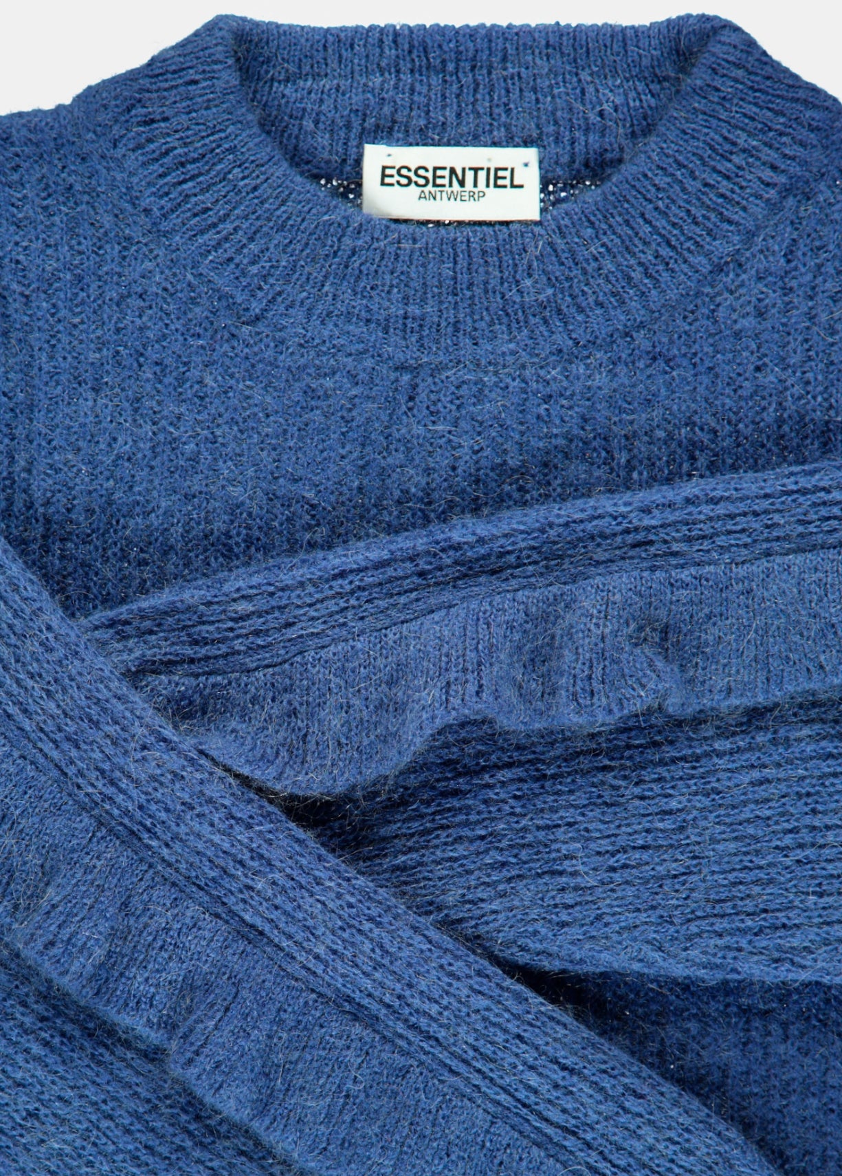 Soft mohair ruffled sweater in light blue RE—SSENTIEL | Essentiel second hand