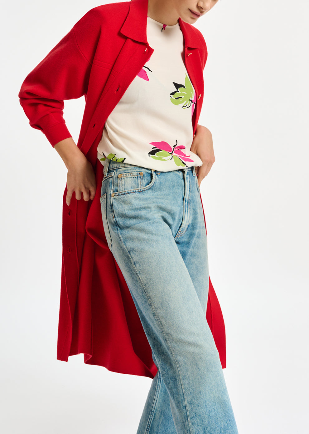 Cardigan rouge avec ceinture RE—SSENTIEL | Essentiel second hand