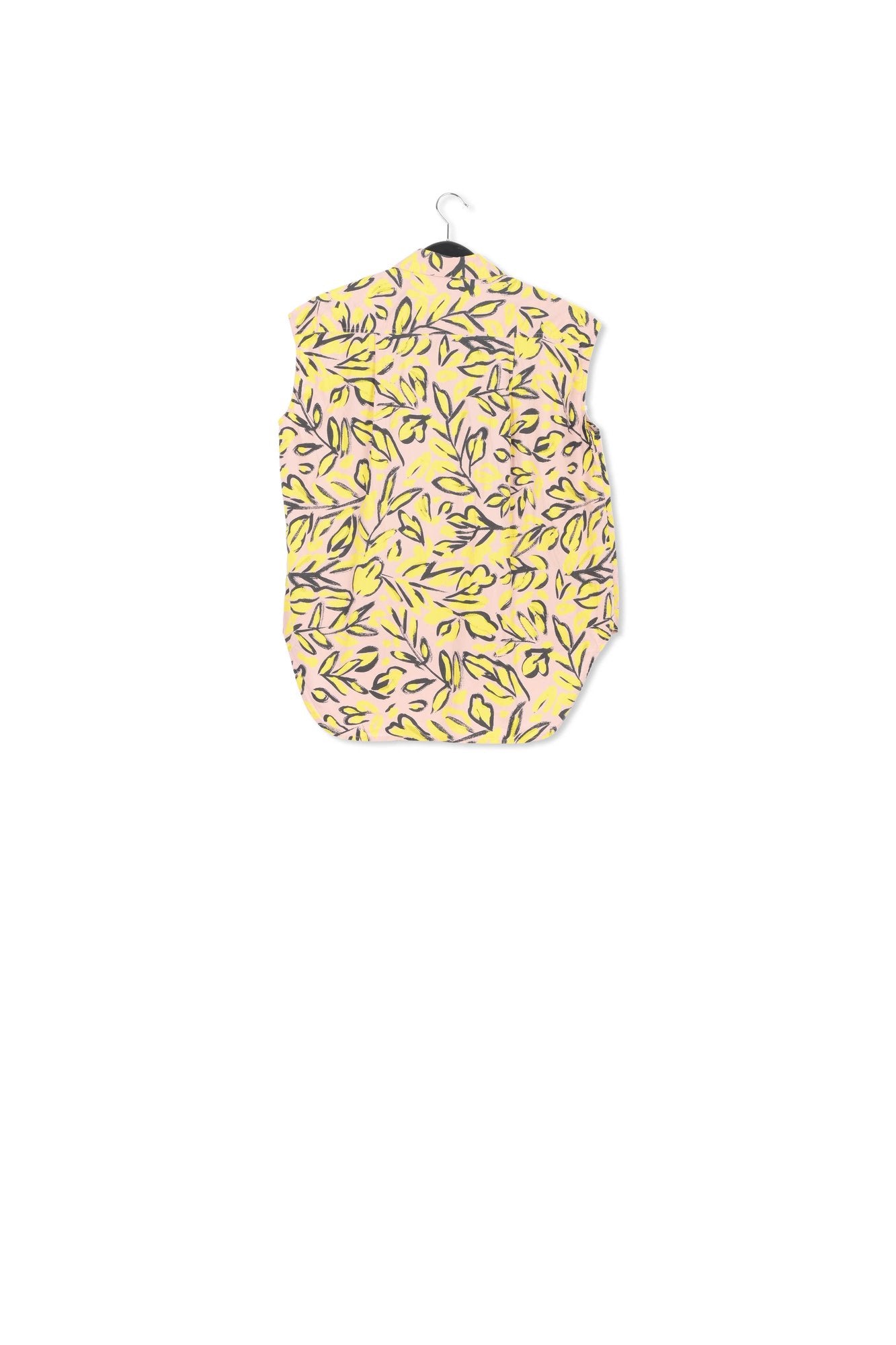 Beige sleeveless cotton shirt with floral print RE—SSENTIEL | Essentiel second hand