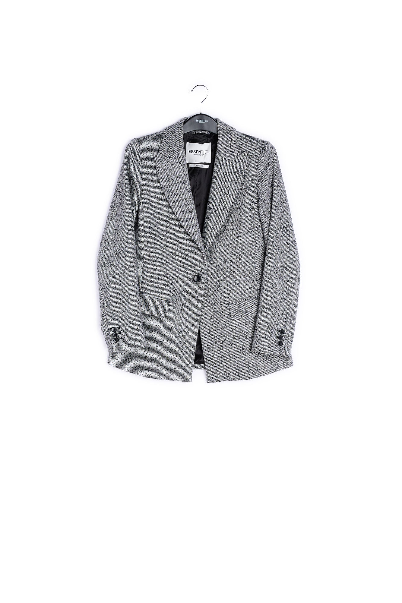Grey mélange straight-fit blazer RE—SSENTIEL | Essentiel second hand