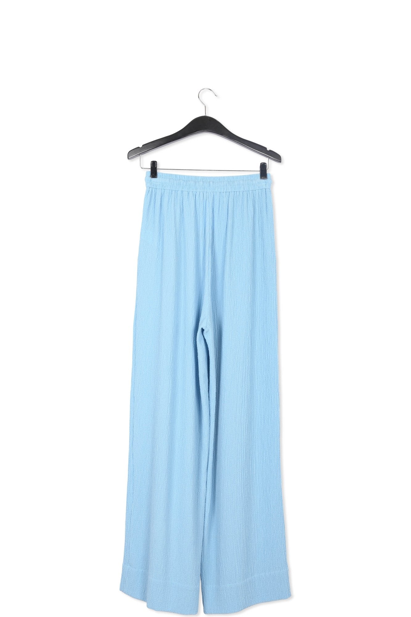 Light blue wide-leg seersucker pants RE—SSENTIEL | Essentiel second hand