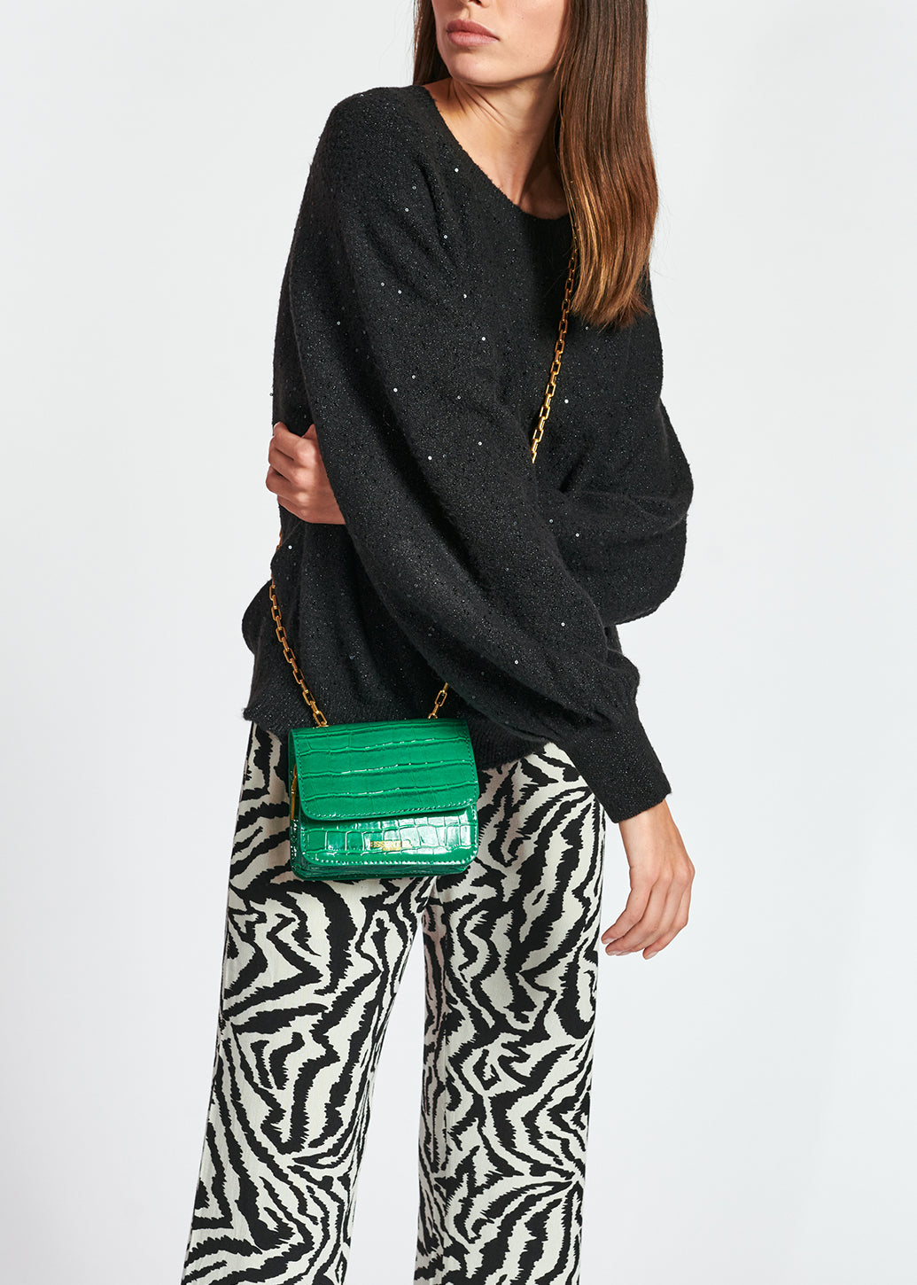 Black oversized sequined sweater RE—SSENTIEL | Essentiel second hand