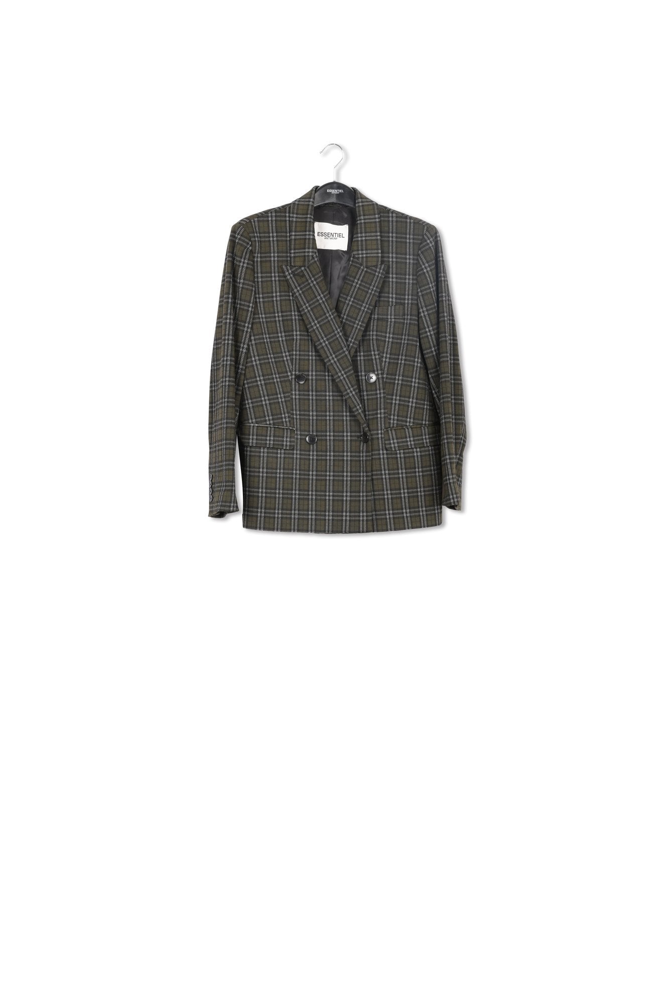 Blazer croisé à  carreaux kaki RE—SSENTIEL | Essentiel second hand