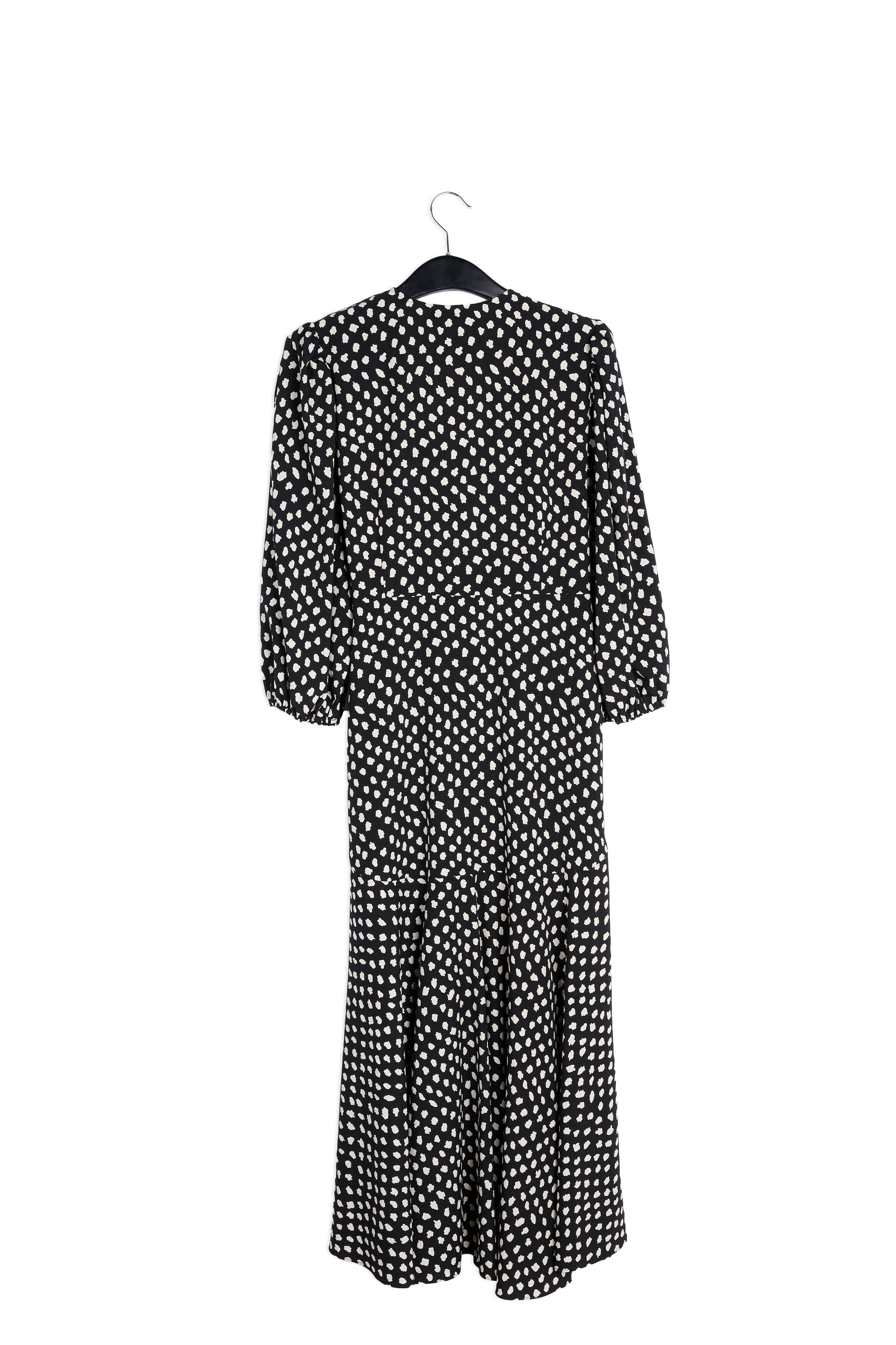 Black polka dot wrap maxi dress RE—SSENTIEL | Essentiel second hand