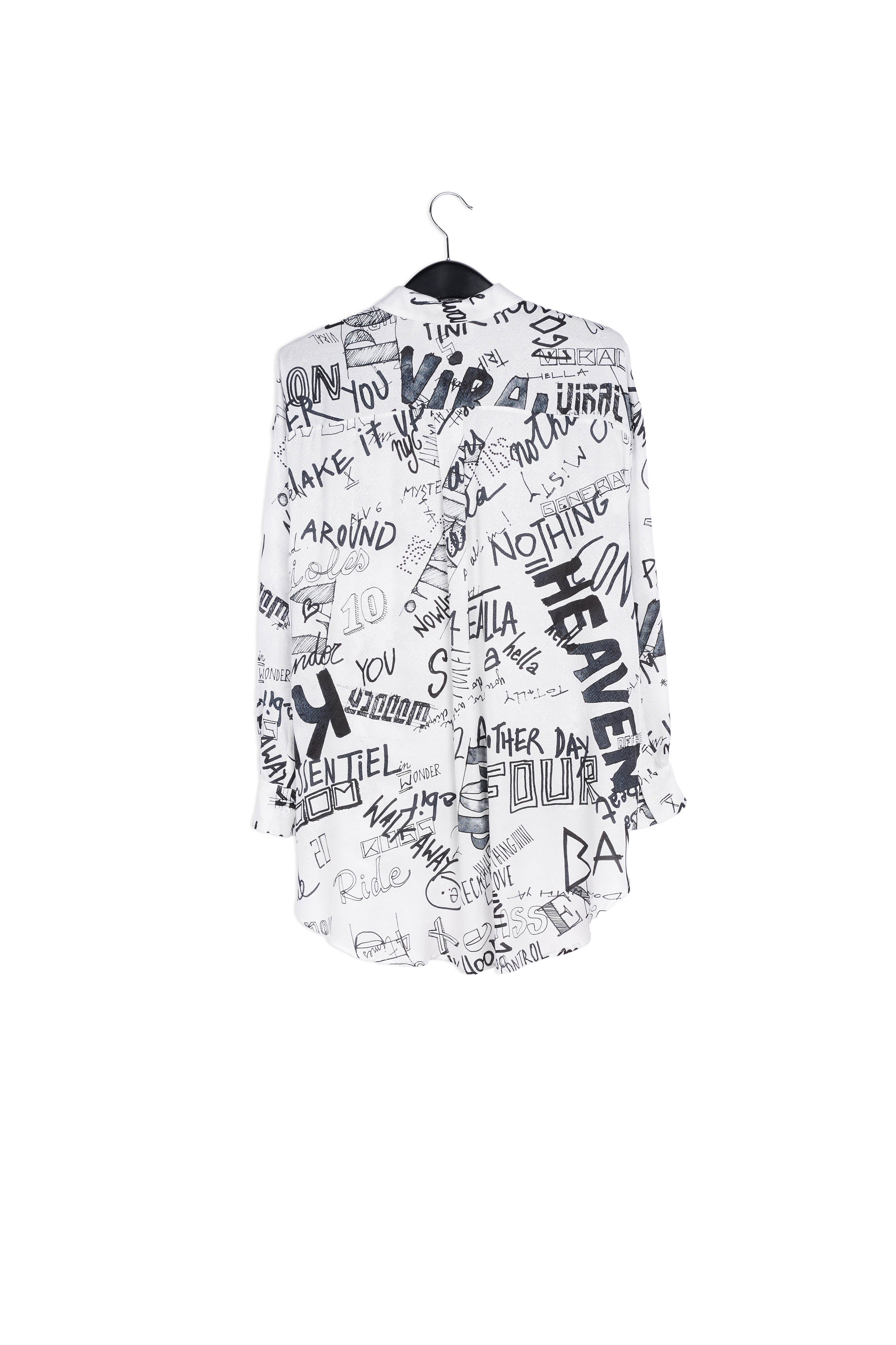 Off-white and black graffiti-print shirt RE—SSENTIEL | Essentiel second hand