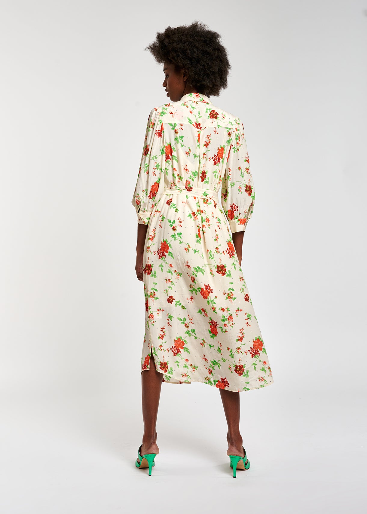 Off-white floral print shirt dress RE—SSENTIEL | Essentiel second hand