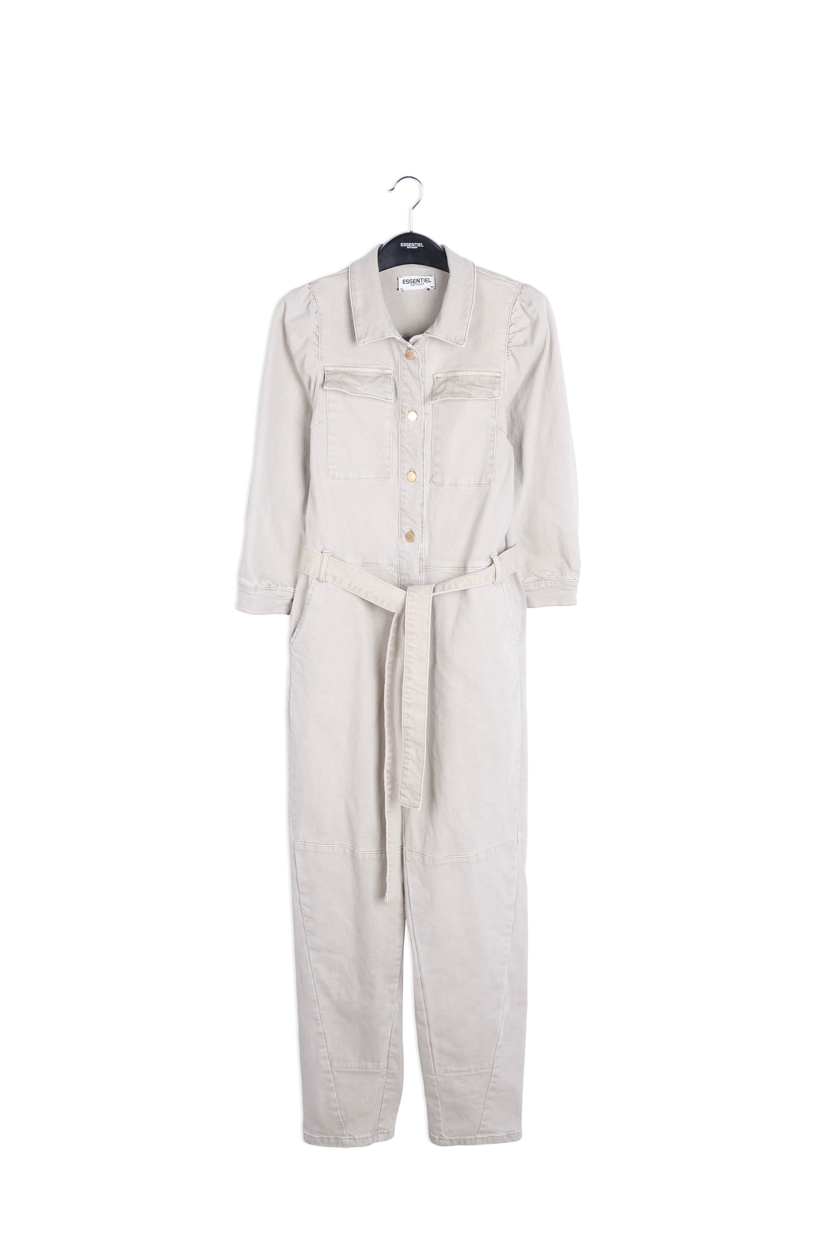Beige belted denim jumpsuit RE—SSENTIEL | Essentiel second hand