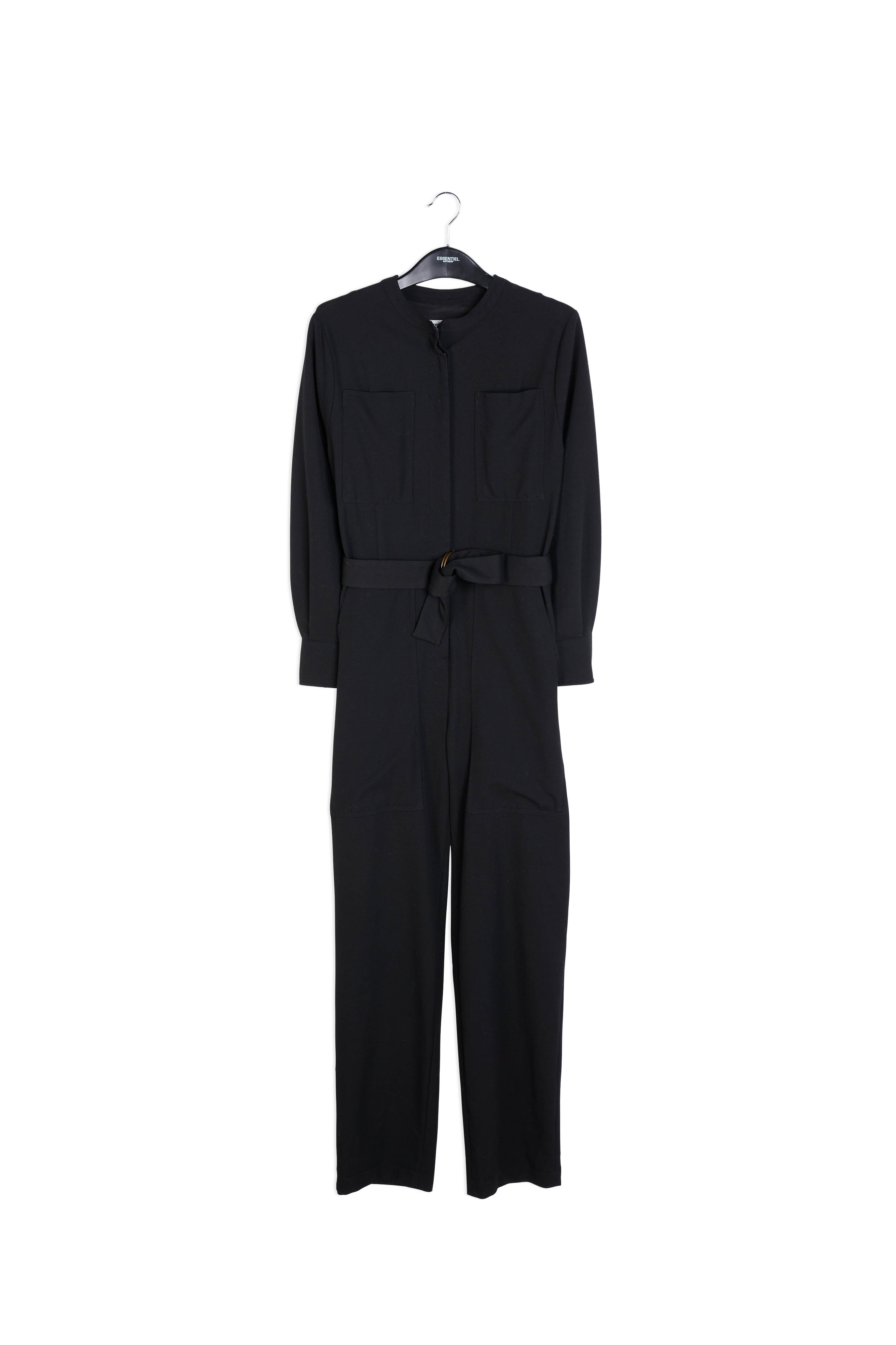 Black jumpsuit with belt RE—SSENTIEL | Essentiel second hand