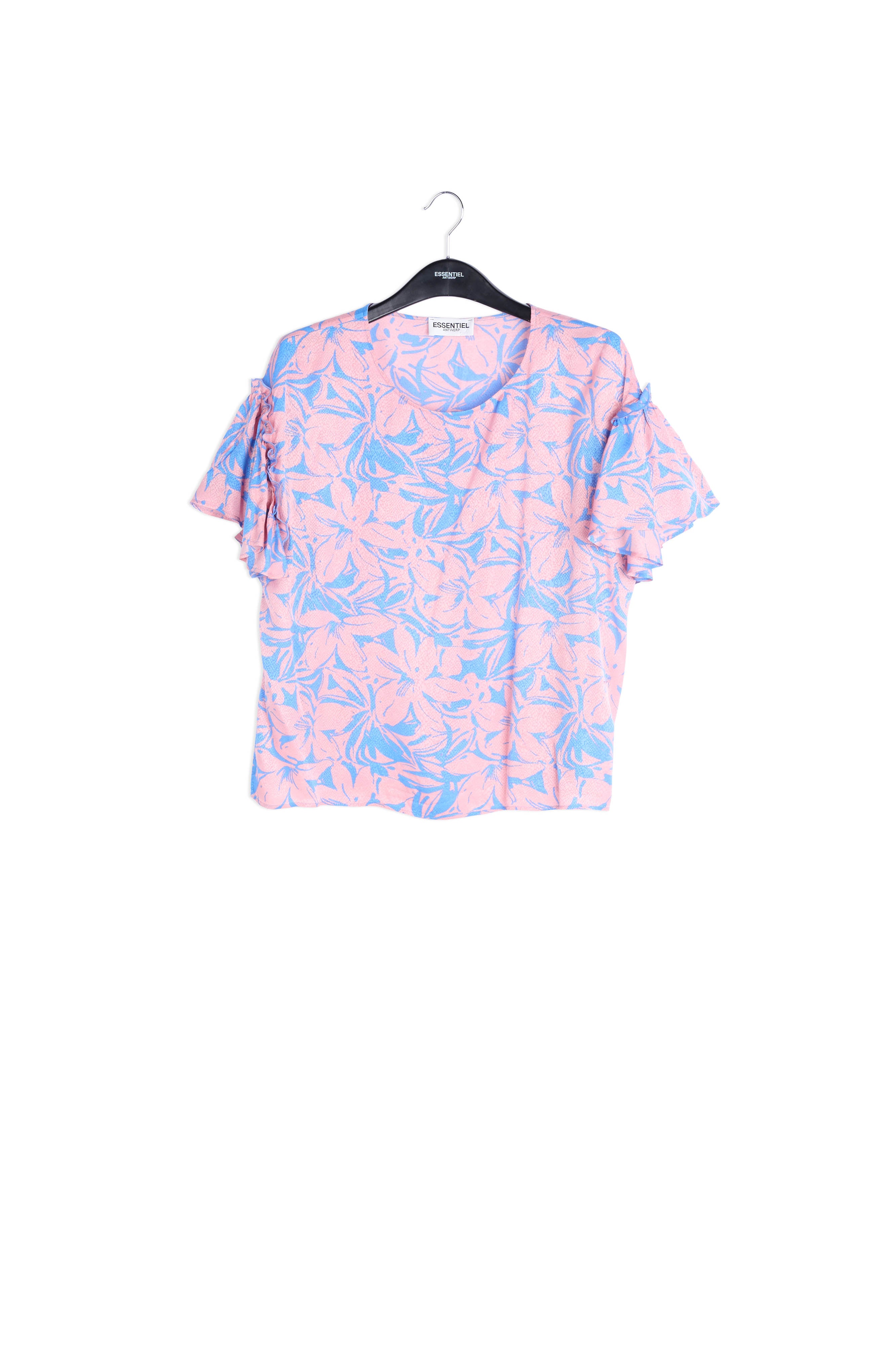 Light pink and floral short-sleeved top RE—SSENTIEL | Essentiel second hand