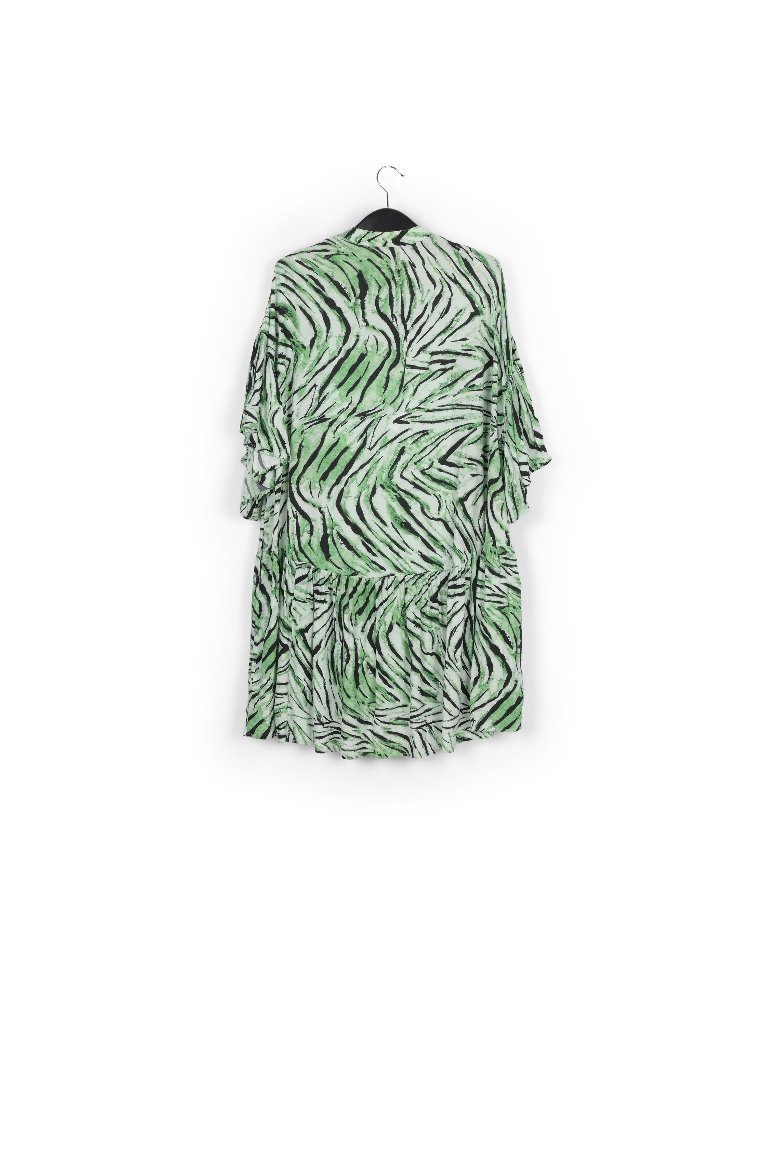 Muntgroene mini-jurk met tijgerprint RE—SSENTIEL | Essentiel second hand