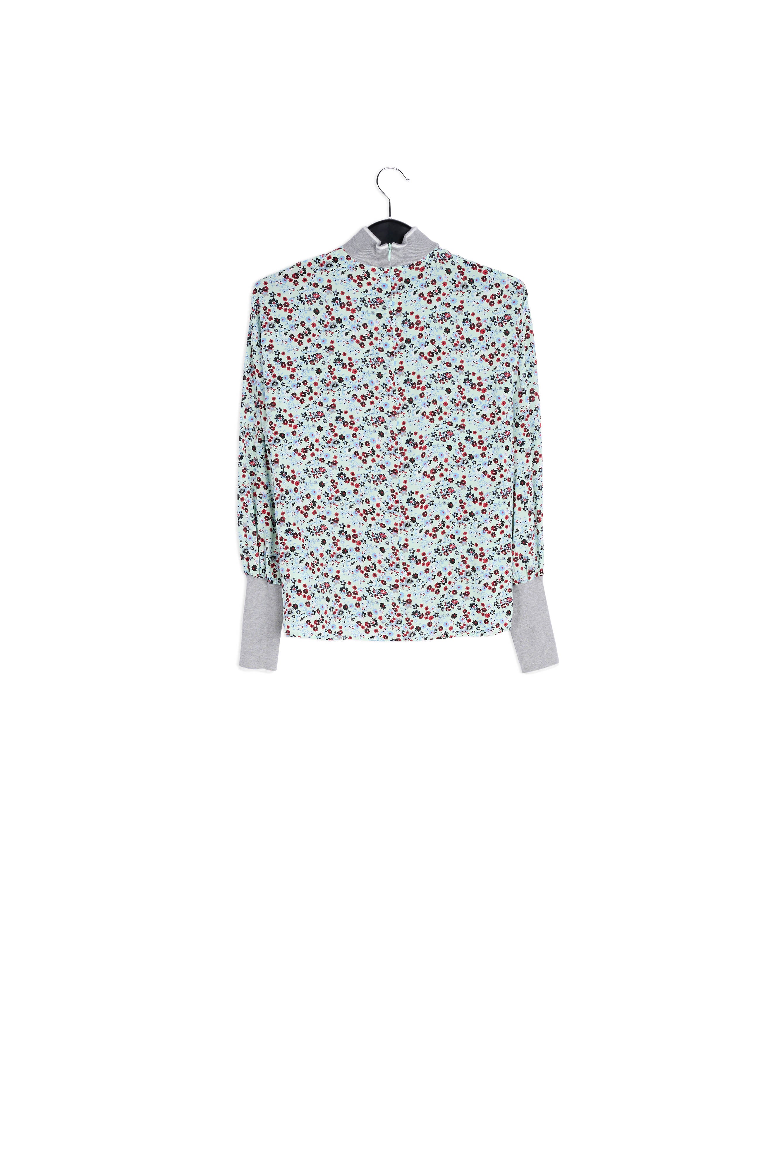 Top vert menthe à fleurs avec bords contrastants RE—SSENTIEL | Essentiel second hand