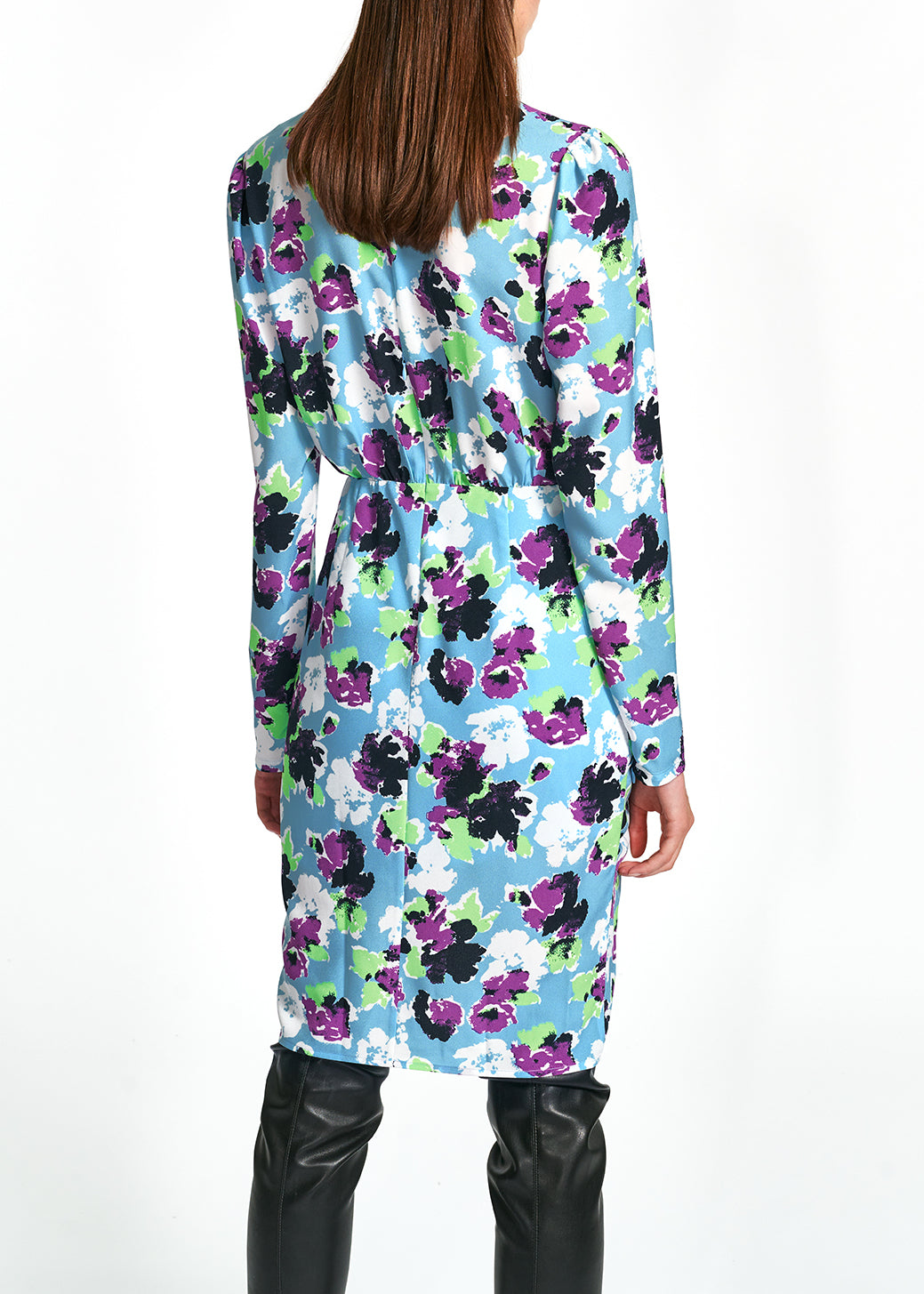 Light blue floral mini wrap dress RE—SSENTIEL | Essentiel second hand