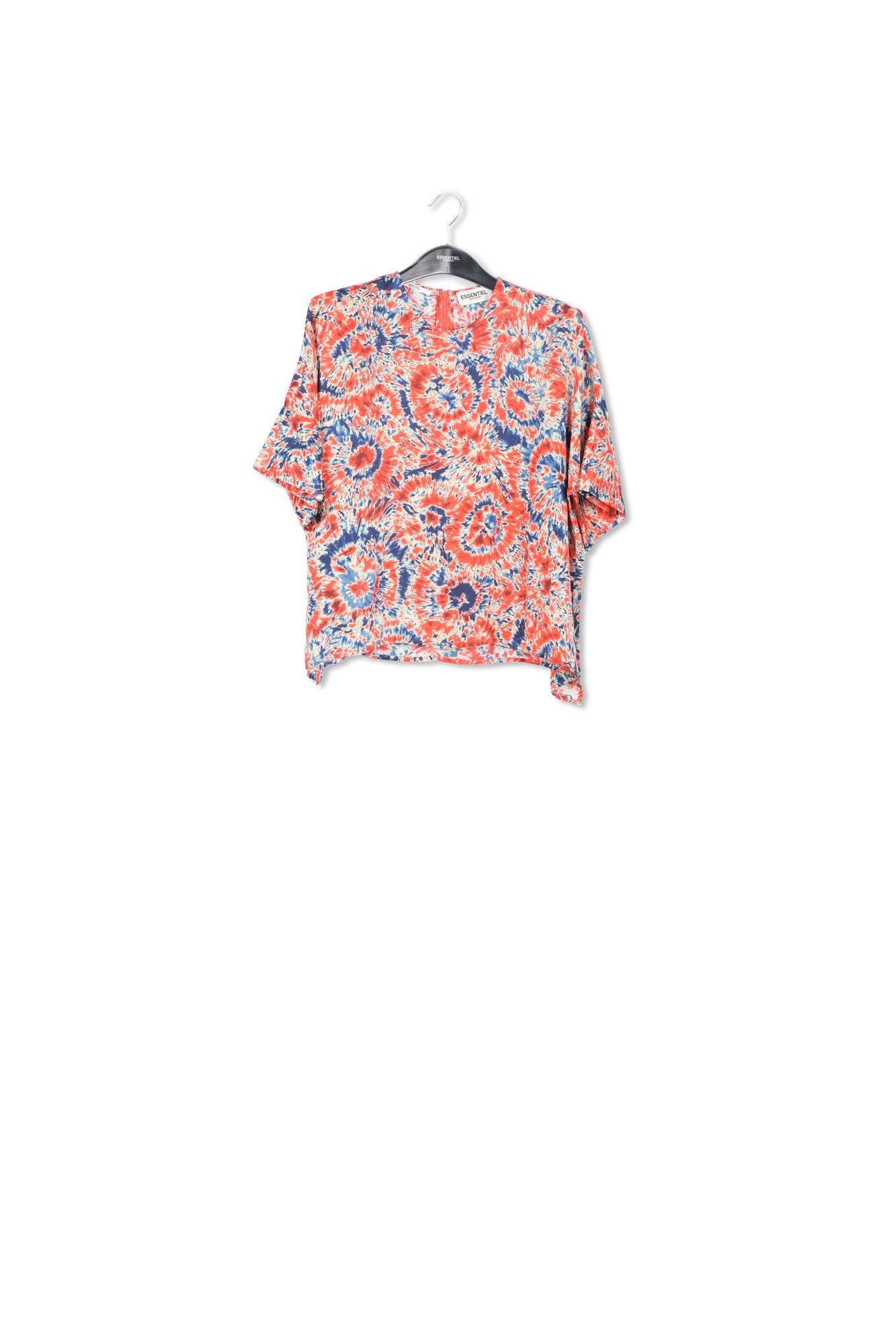 Top oversize à  imprimé tie dye rouge et bleu RE—SSENTIEL | Essentiel second hand