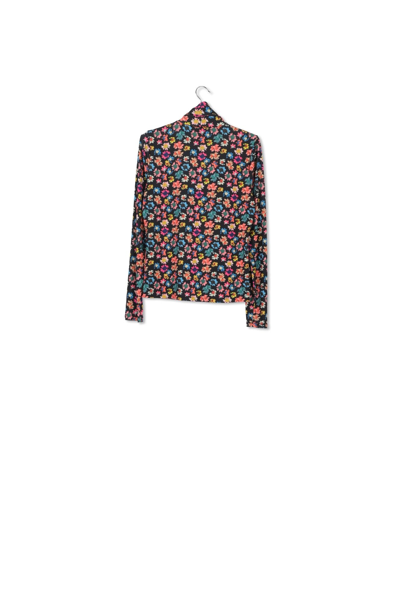 Orange, burgundy and light orange floral-print turtleneck top RE—SSENTIEL | Essentiel second hand