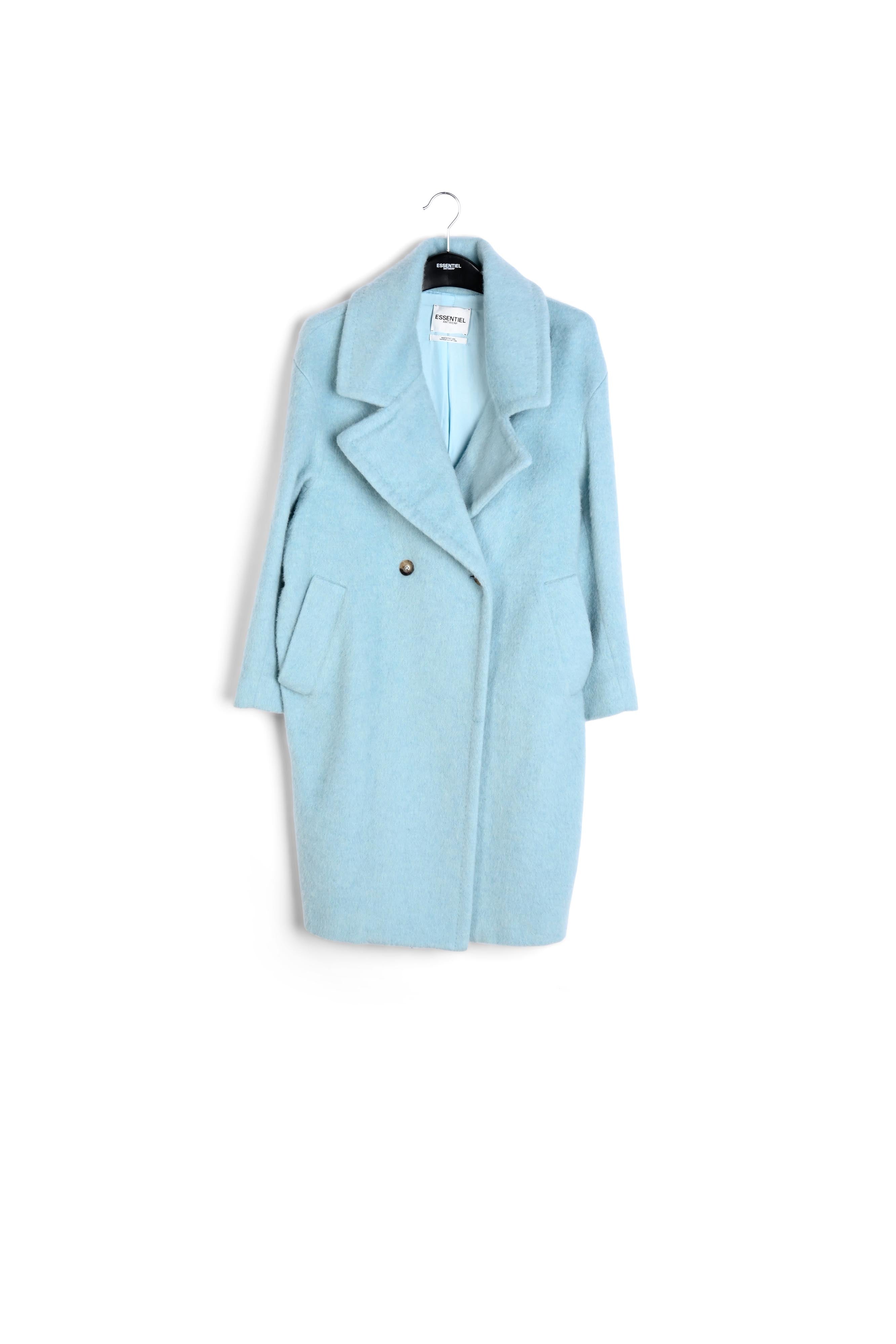 Manteau oversize bleu clair en laine recyclée RE—SSENTIEL | Essentiel second hand