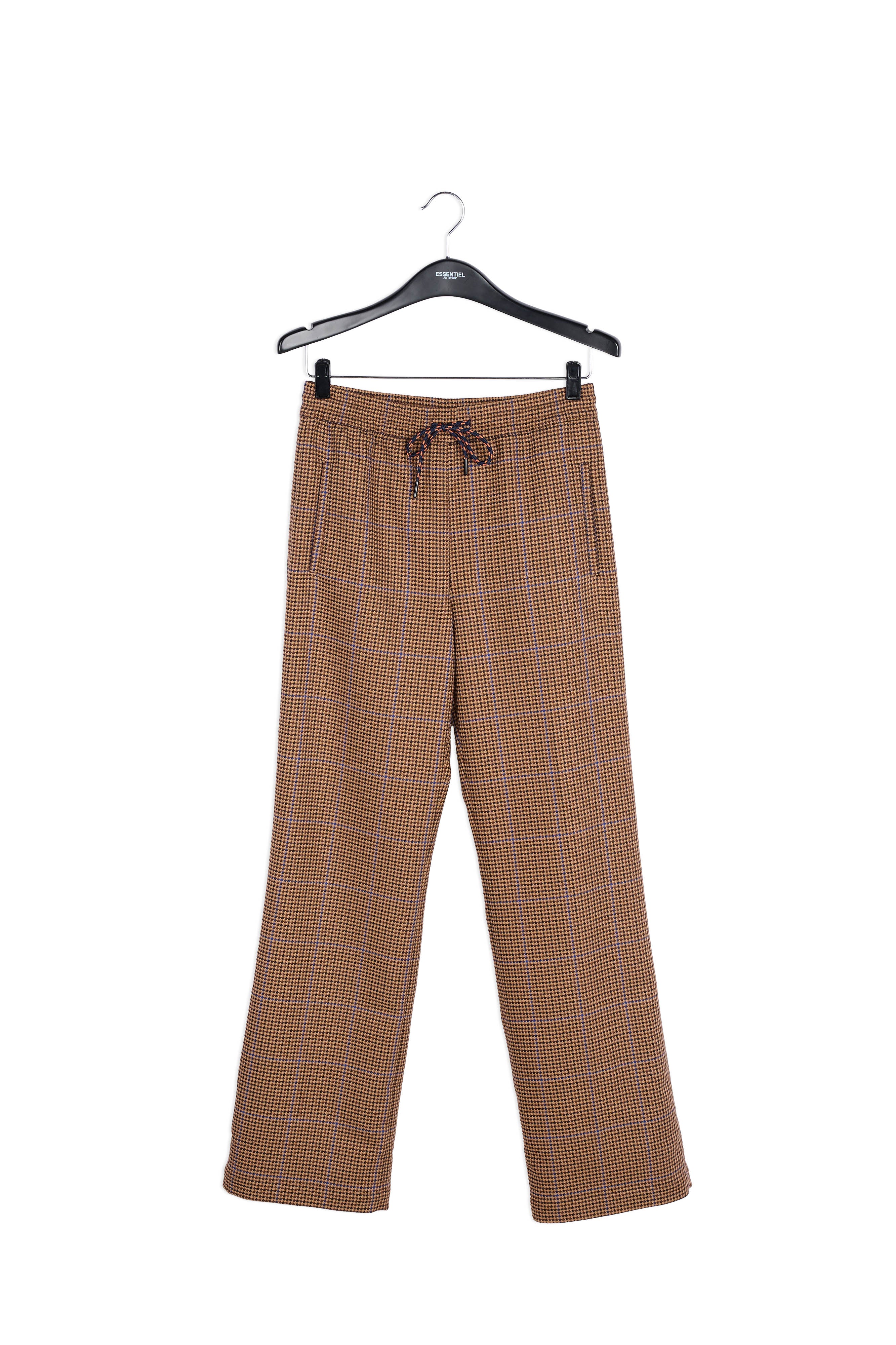 Red and brown houndstooth pants with drawstring RE—SSENTIEL | Essentiel second hand
