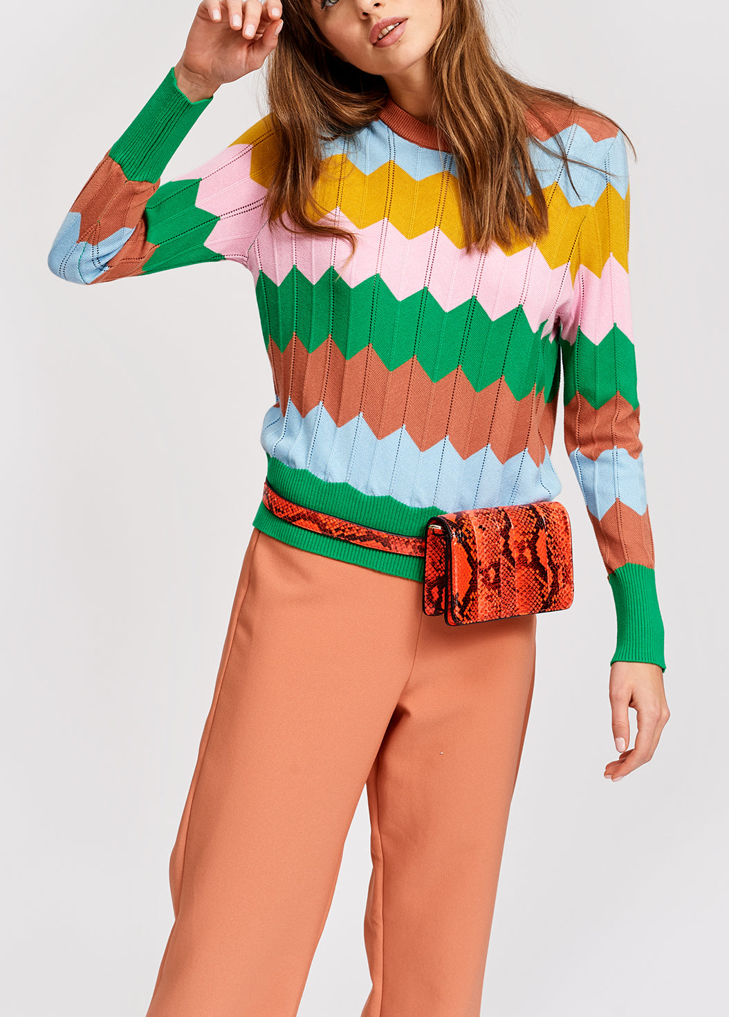 Red and black snake leather belt bag RE—SSENTIEL | Essentiel second hand