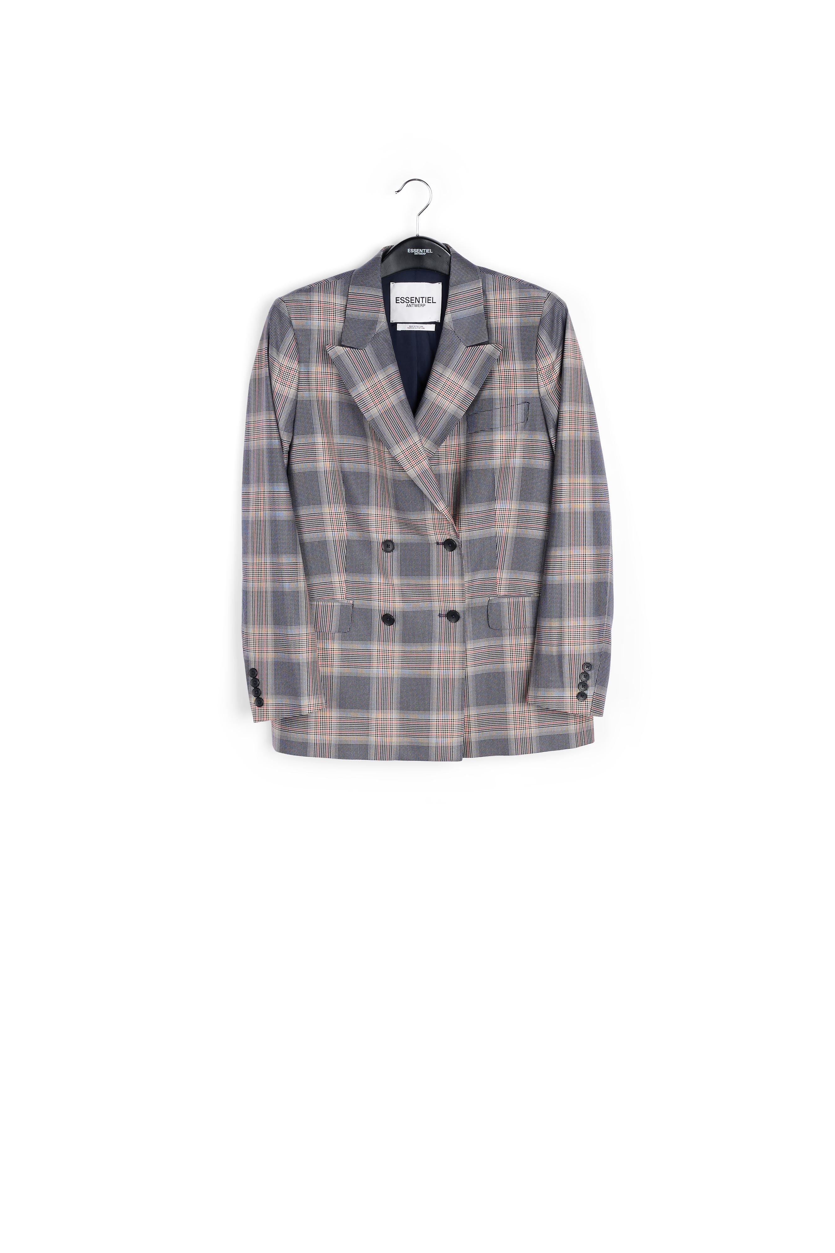 Veste croisée en tartan gris RE—SSENTIEL | Essentiel second hand
