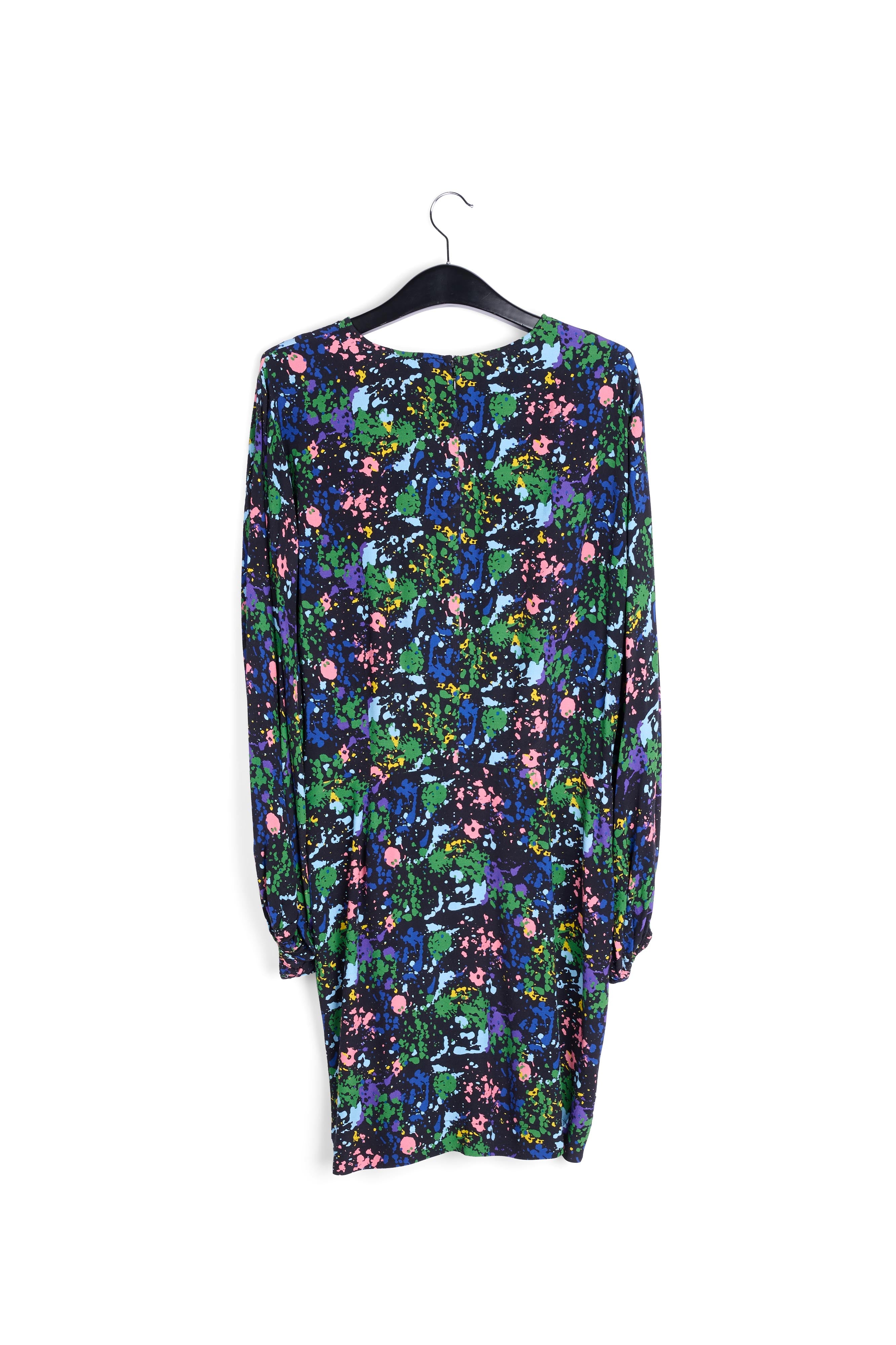 Black and blue floral print mini dress RE—SSENTIEL | Essentiel second hand