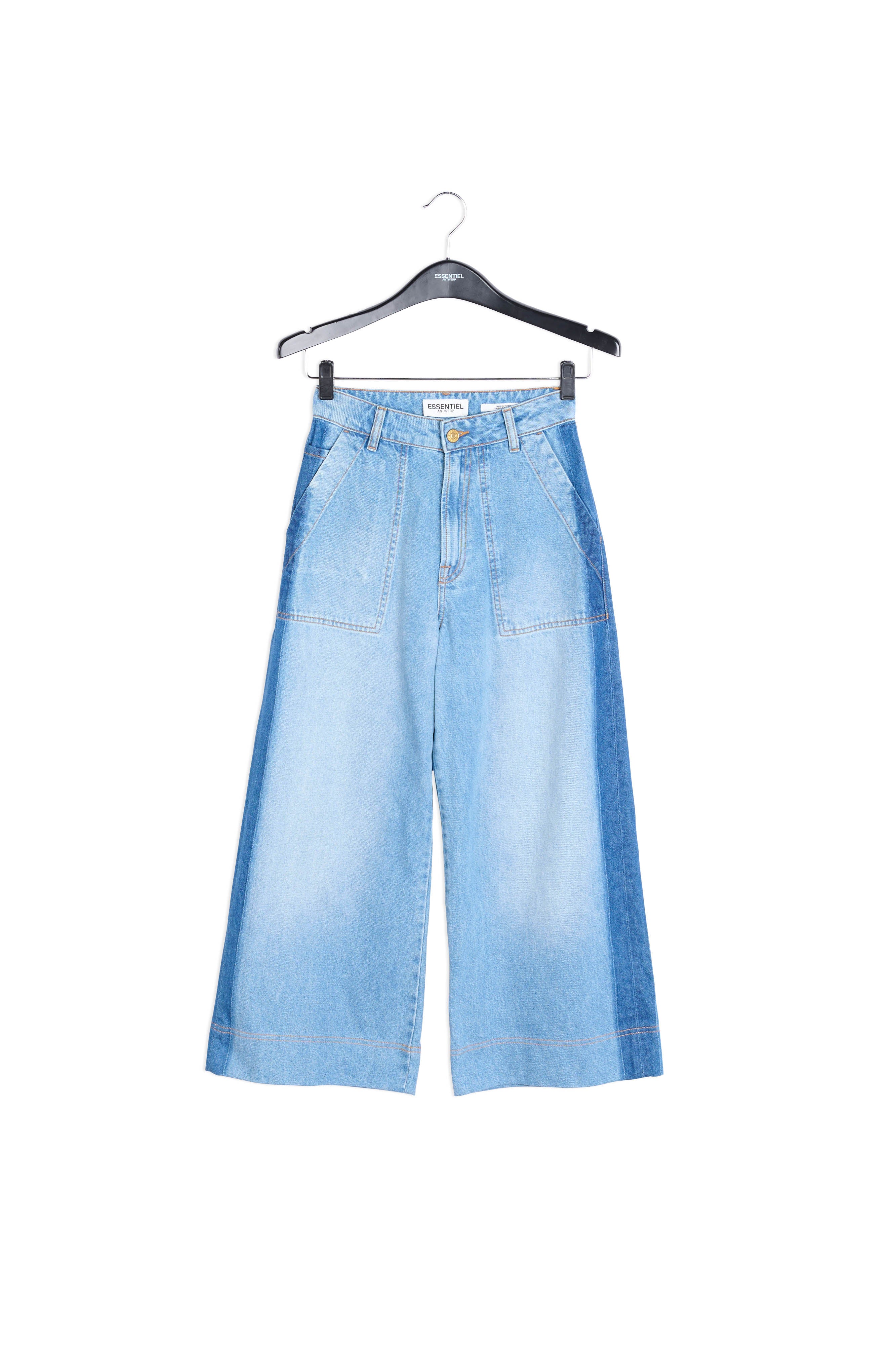 Stone washed blue wide jeans with side stripe RE—SSENTIEL | Essentiel second hand