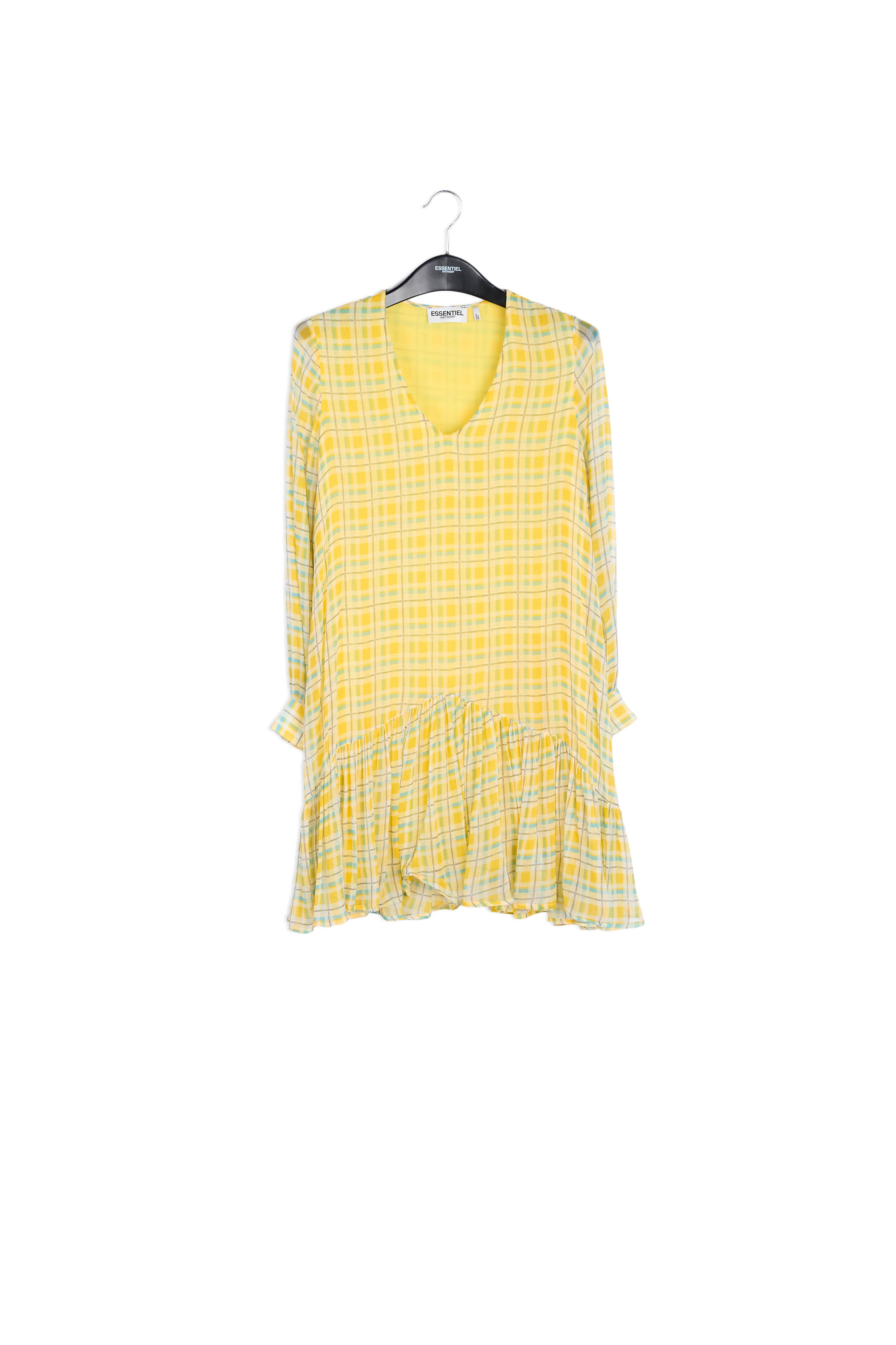 Yellow and light blue check mini dress RE—SSENTIEL | Essentiel second hand