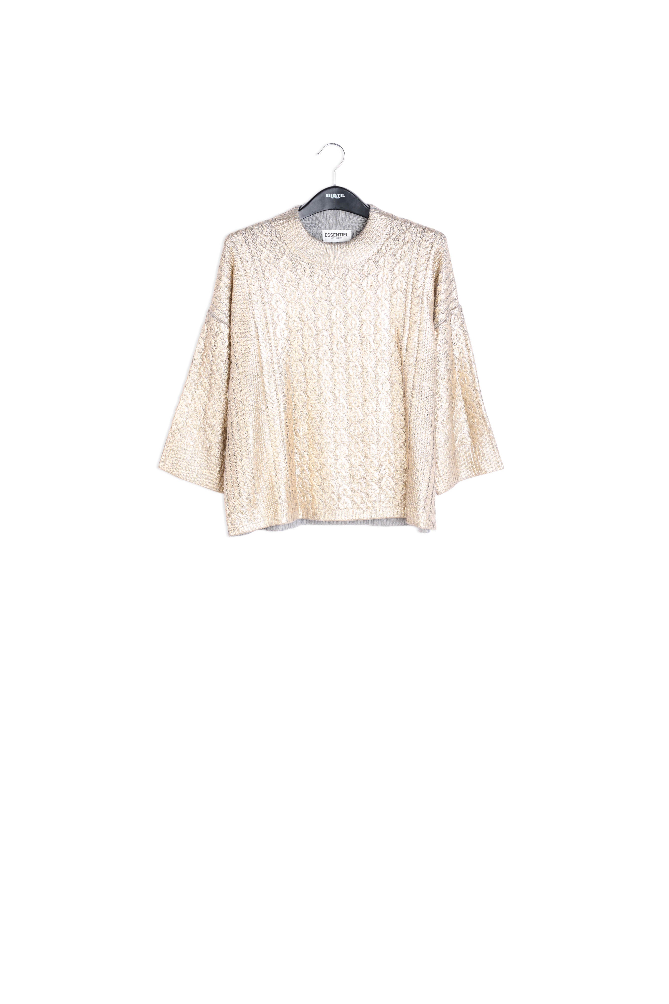 Gold metallic cable-knit sweater RE—SSENTIEL | Essentiel second hand