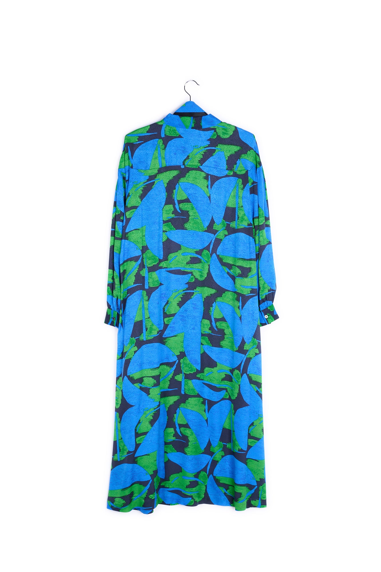 Blue, black and green abstract print midi dress RE—SSENTIEL | Essentiel second hand