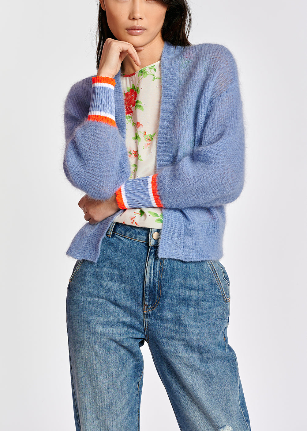 Blue kid mohair cardigan RE—SSENTIEL | Essentiel second hand