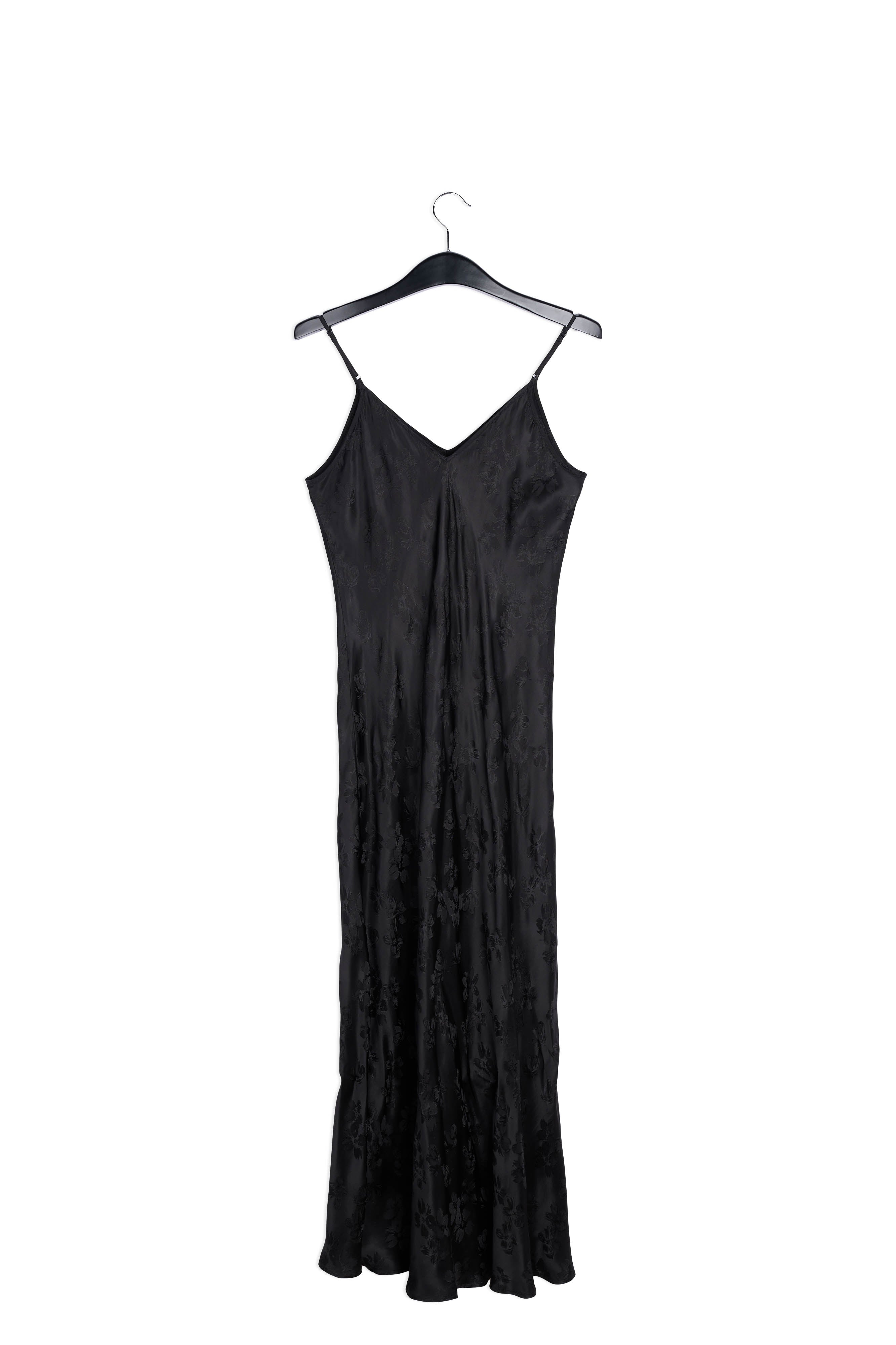 Black floral-print jacquard slip dress RE—SSENTIEL | Essentiel second hand