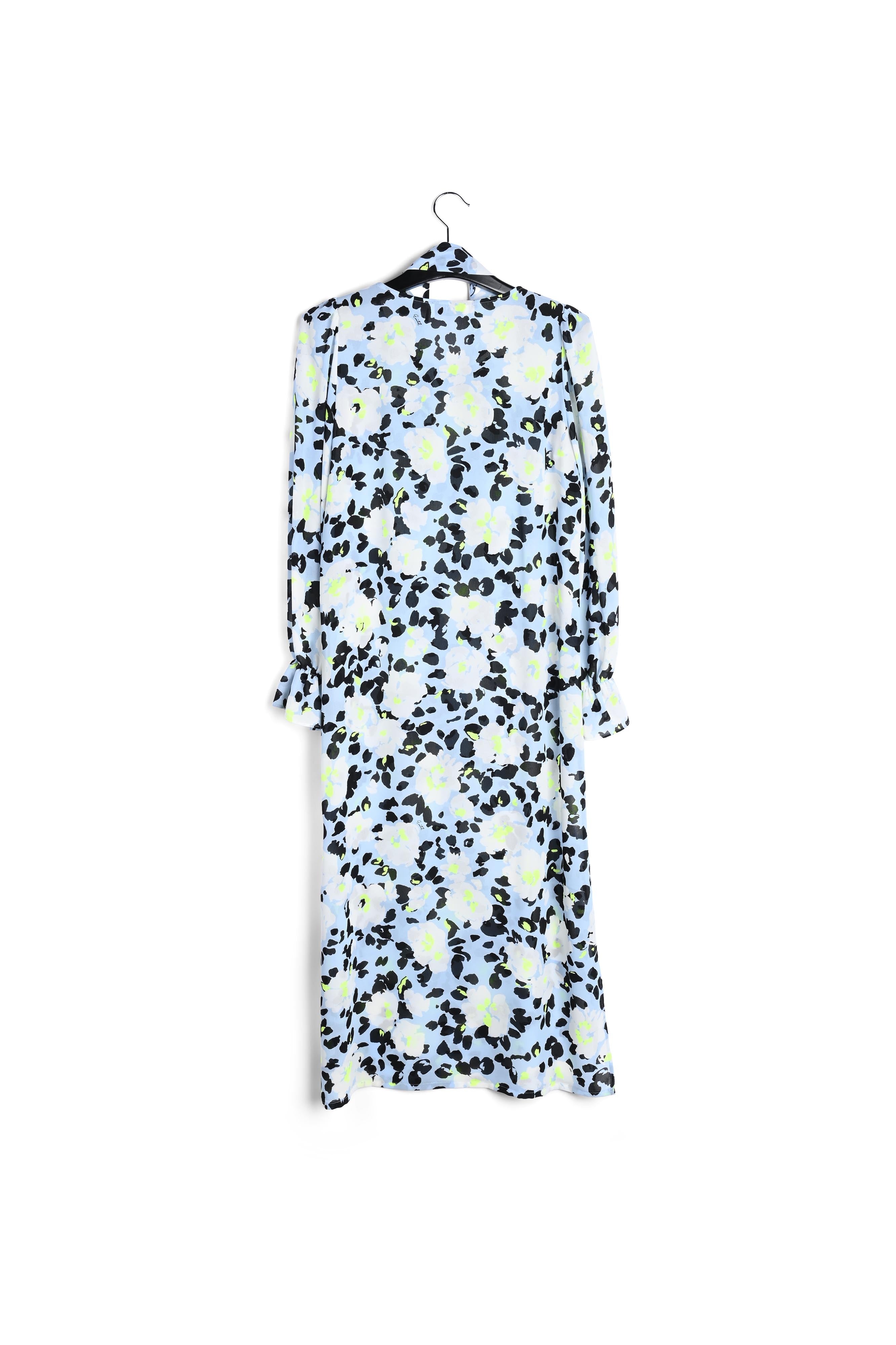 Robe midi bleu pâle à fleurs avec ceinture RE—SSENTIEL | Essentiel second hand