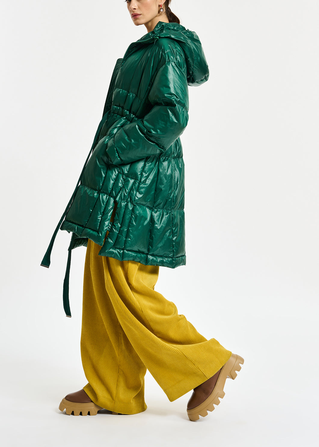 Dark green hooded puffer coat RE—SSENTIEL | Essentiel second hand