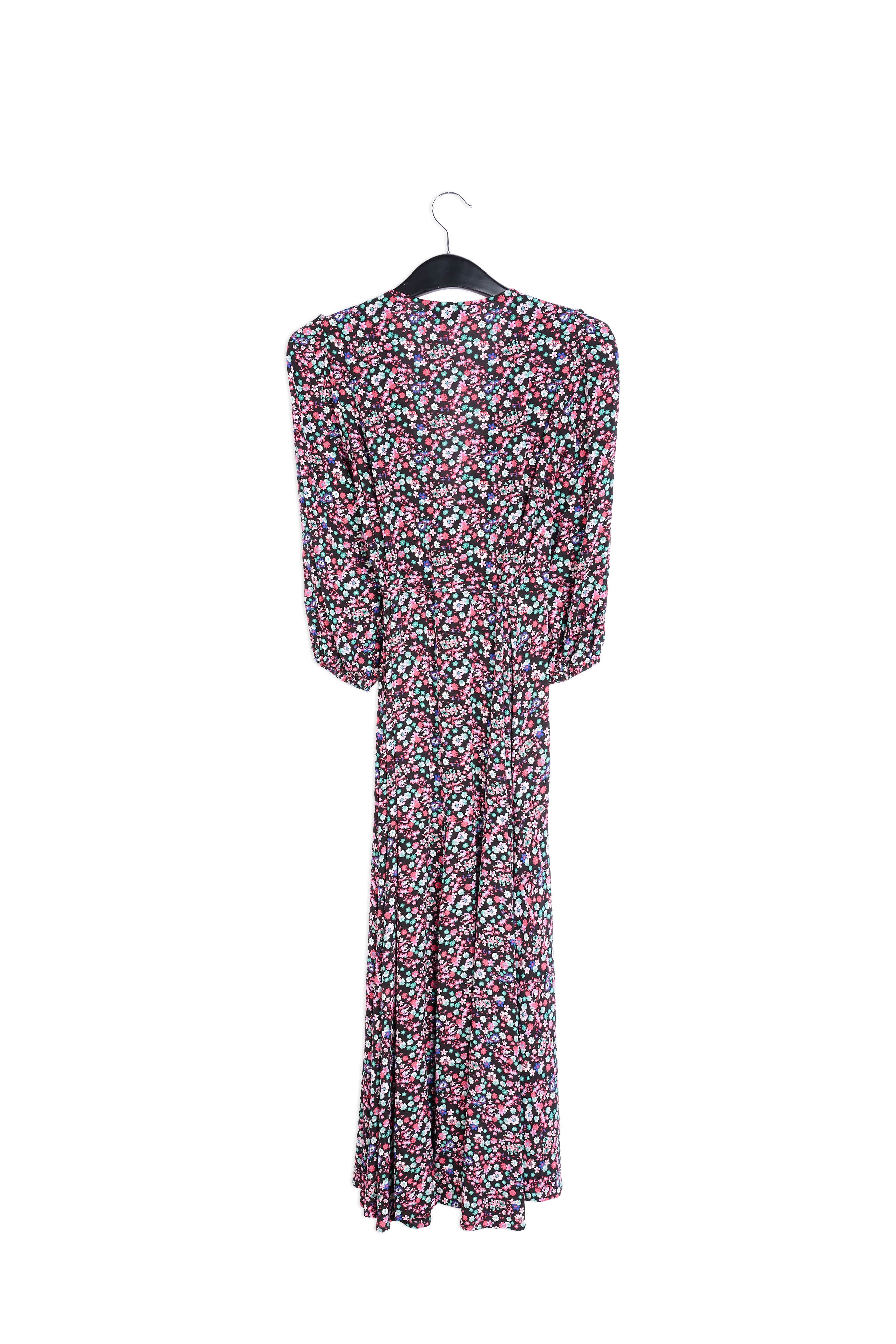 Black floral-print wrap maxi dress RE—SSENTIEL | Essentiel second hand