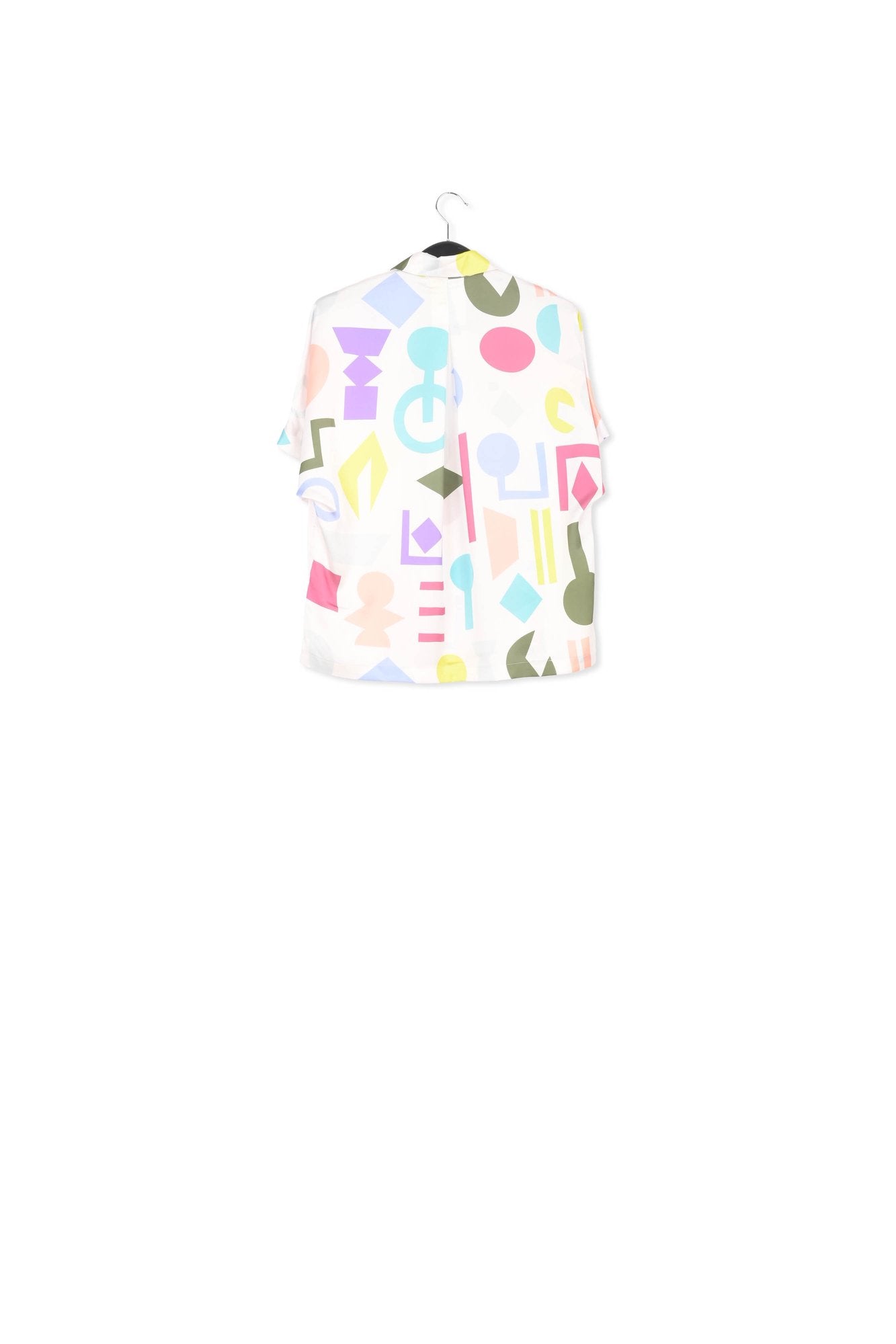 White abstract-printed satin shirt RE—SSENTIEL | Essentiel second hand