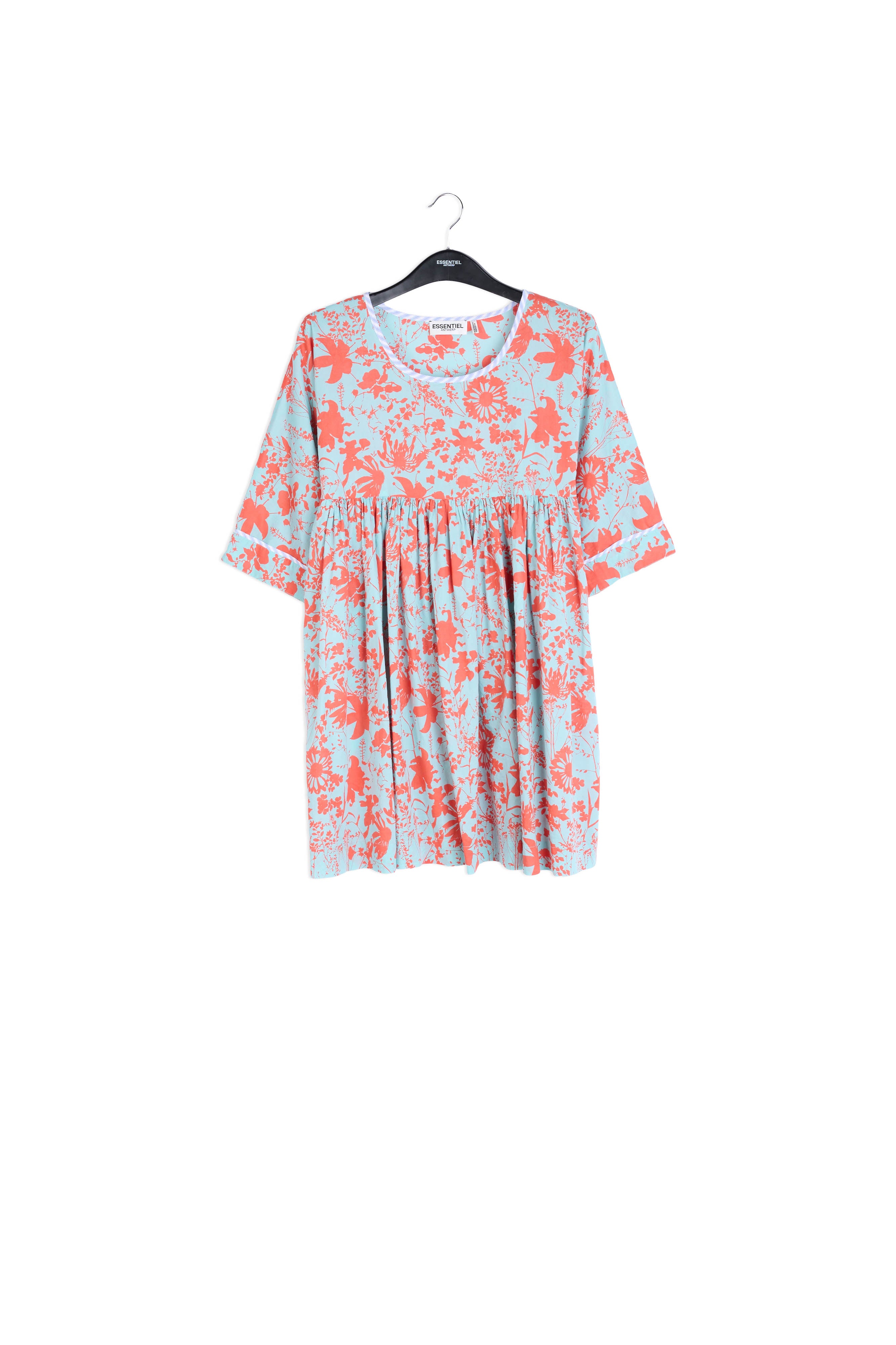 Groen en blauw gebloemd mini-jurkje RE—SSENTIEL | Essentiel second hand