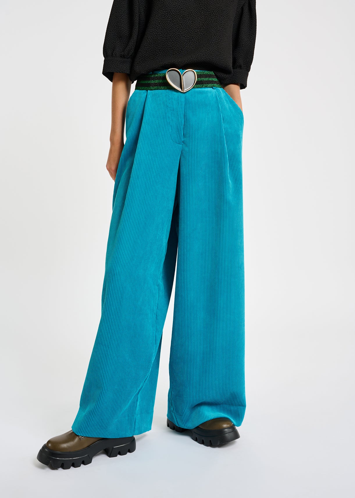 Blue wide-leg corduroy pants RE—SSENTIEL | Essentiel second hand