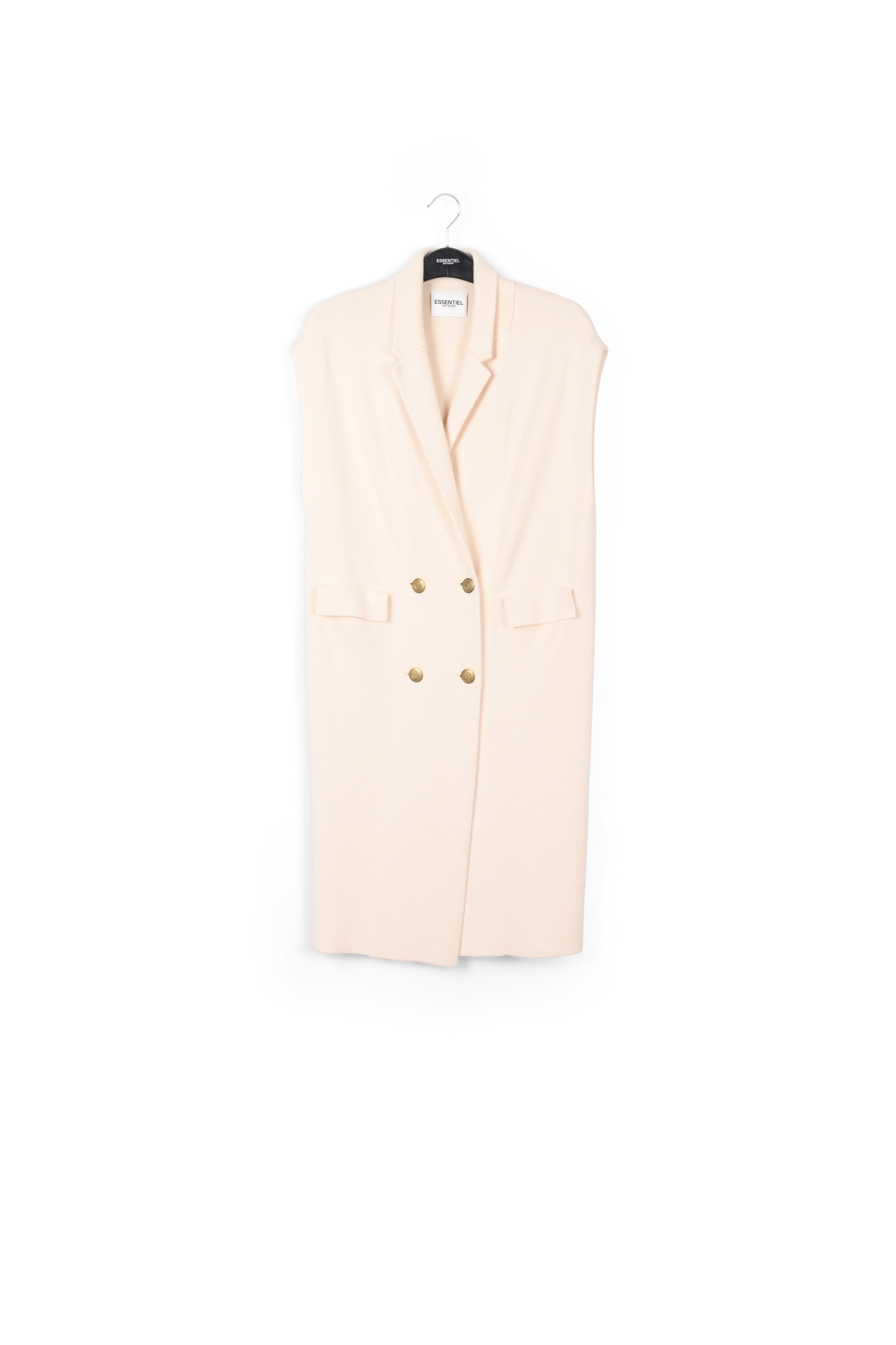 Off-white sleeveless midi-length cardigan RE—SSENTIEL | Essentiel second hand