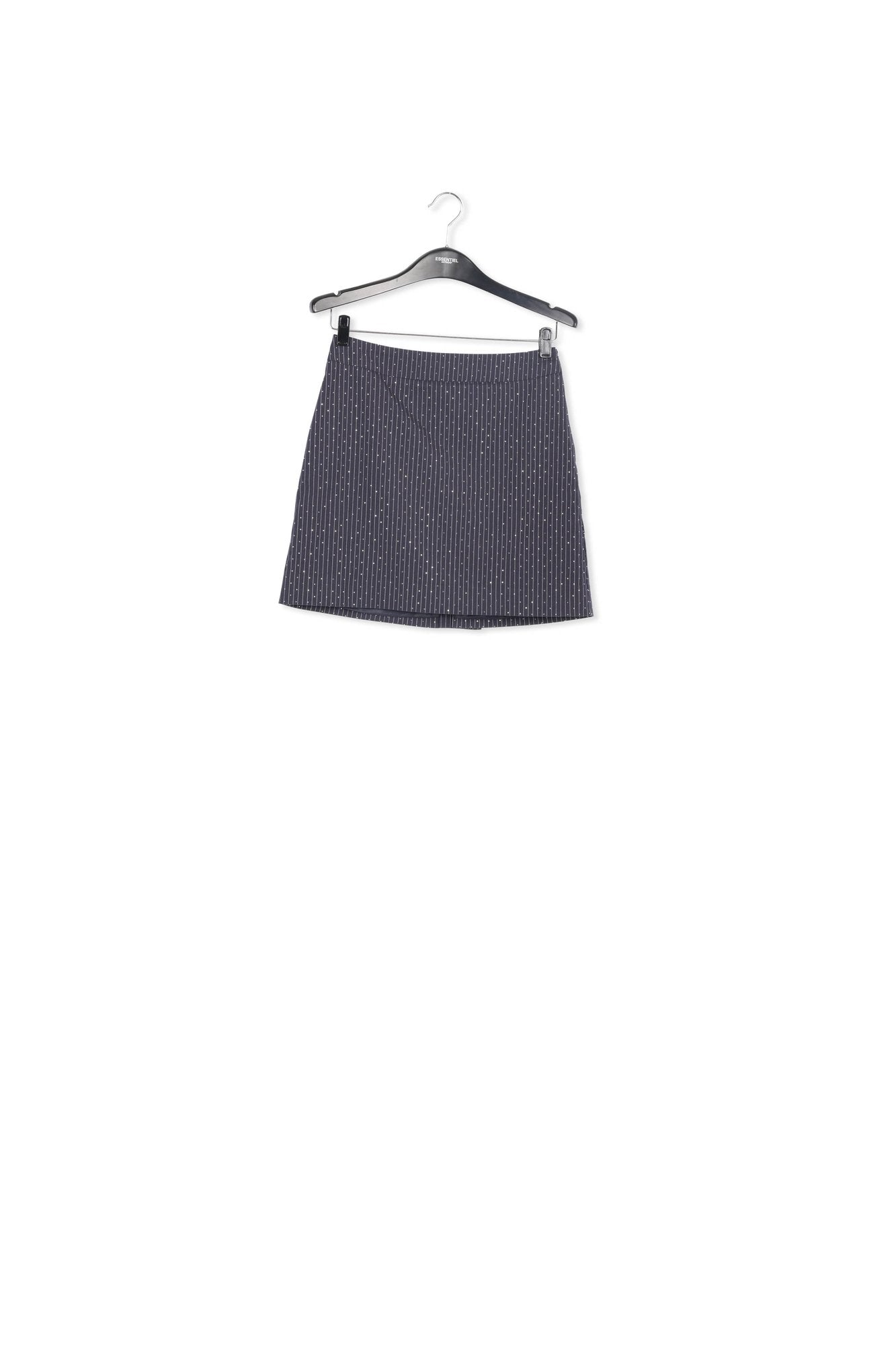 Navy blue pinstriped mini skirt with rhinestone embellishments RE—SSENTIEL | Essentiel second hand
