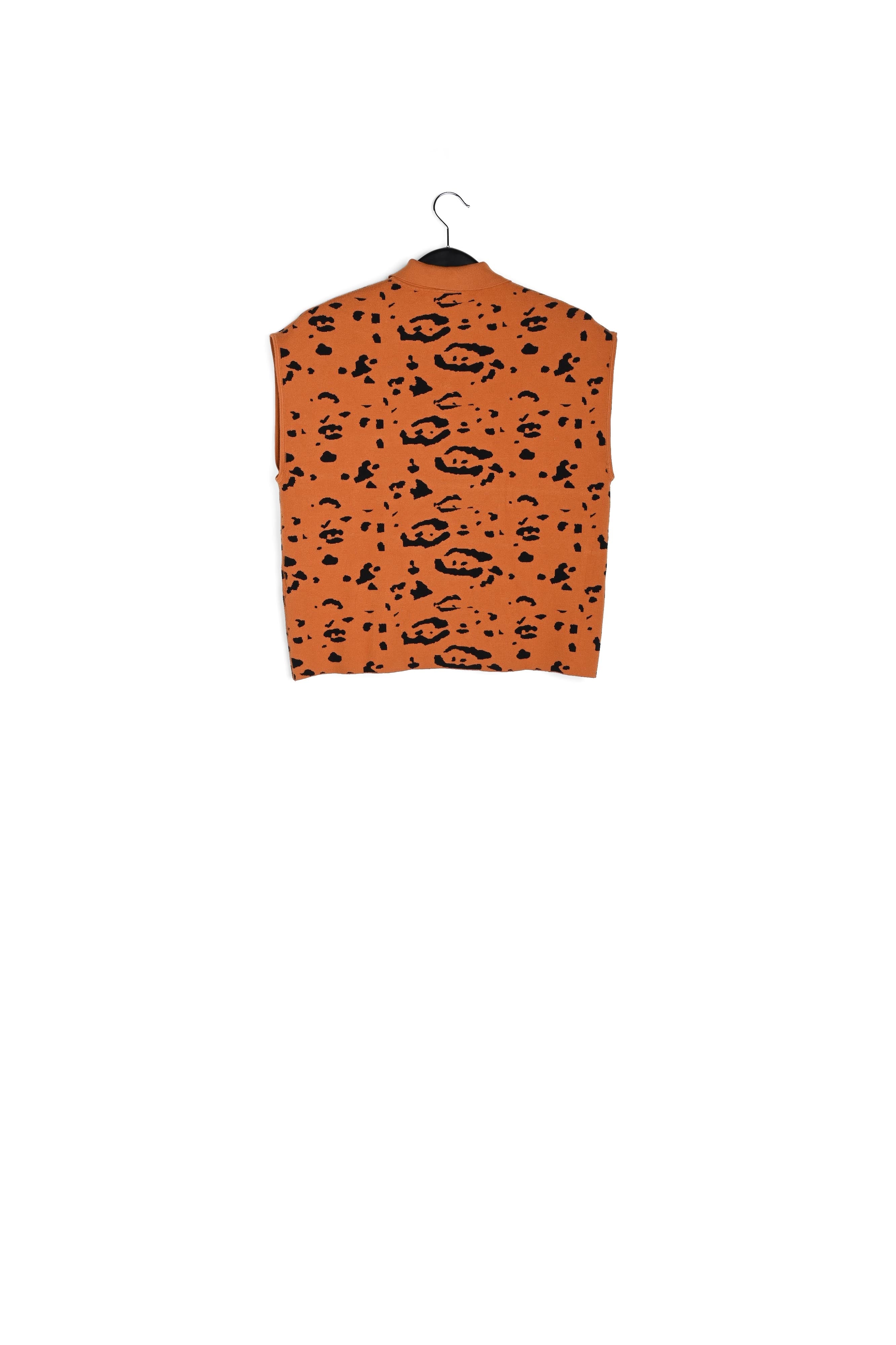 Top polo en tricot léopard orange et noir RE—SSENTIEL | Essentiel second hand