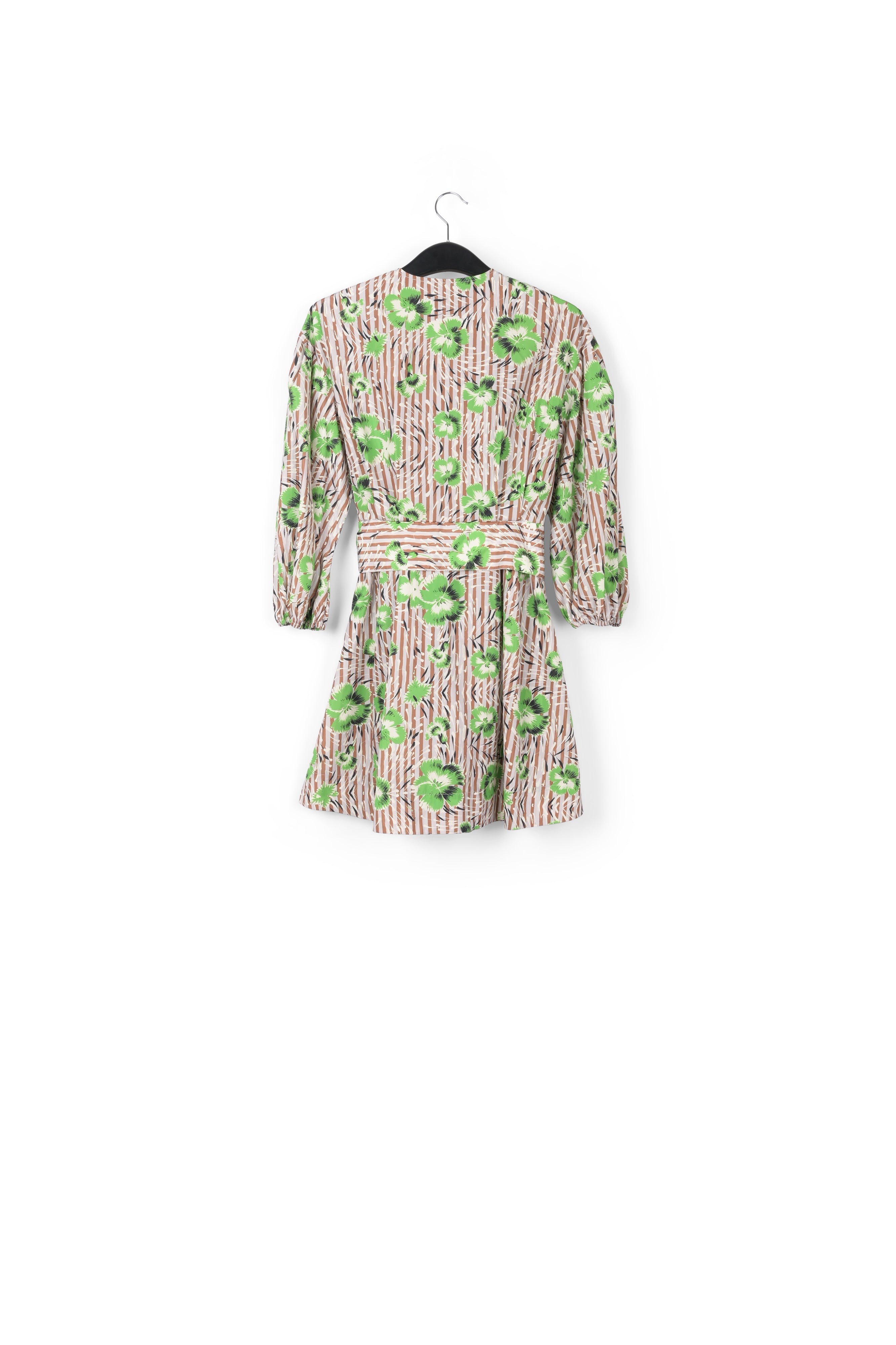 Mini robe cache-cœur verte et brune à fleurs RE—SSENTIEL | Essentiel second hand