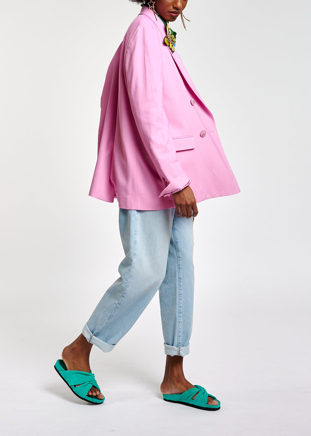 Pink oversized double-breasted blazer RE—SSENTIEL | Essentiel second hand