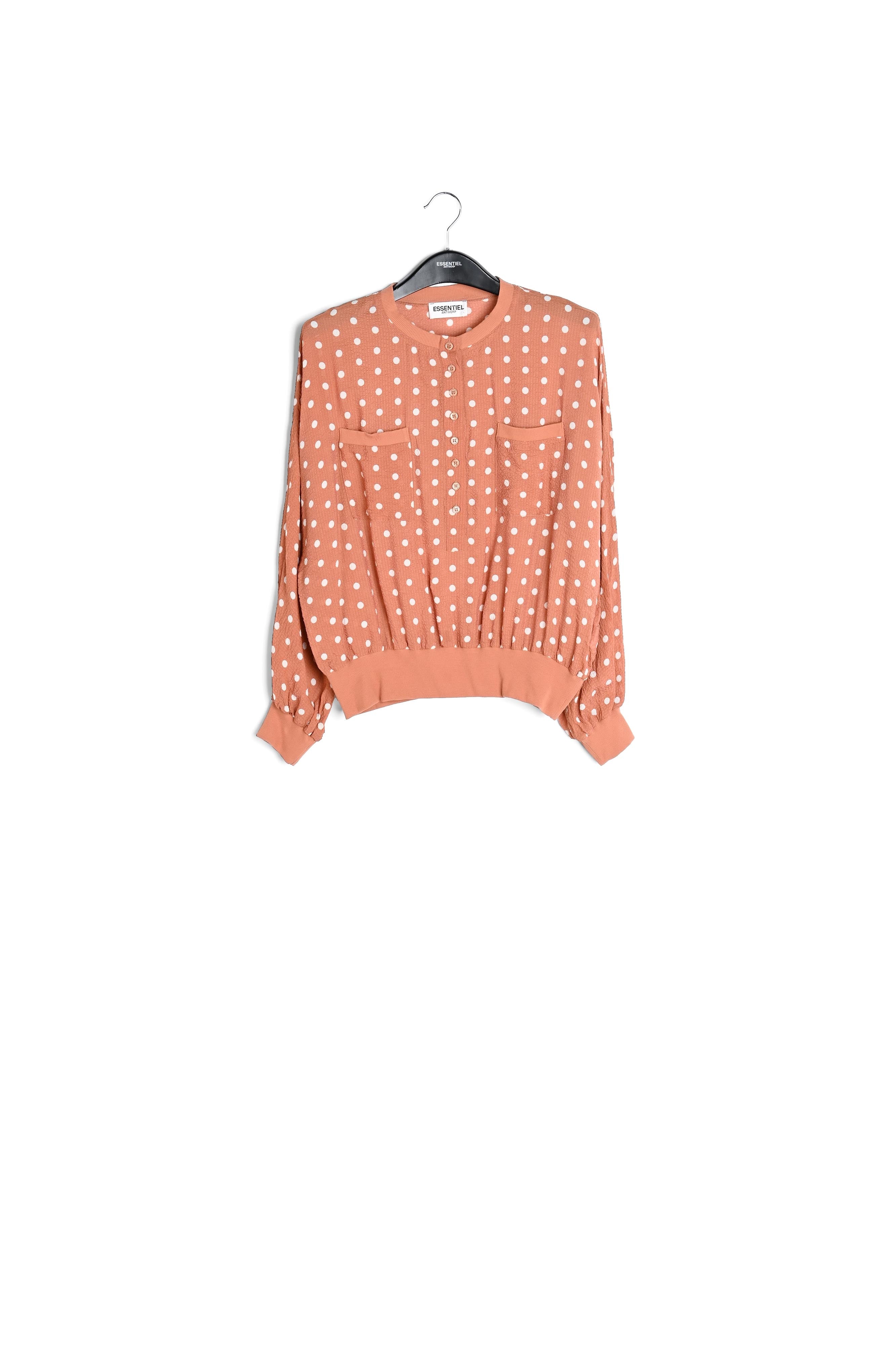 Bruin wijde top met witte stippen RE—SSENTIEL | Essentiel second hand