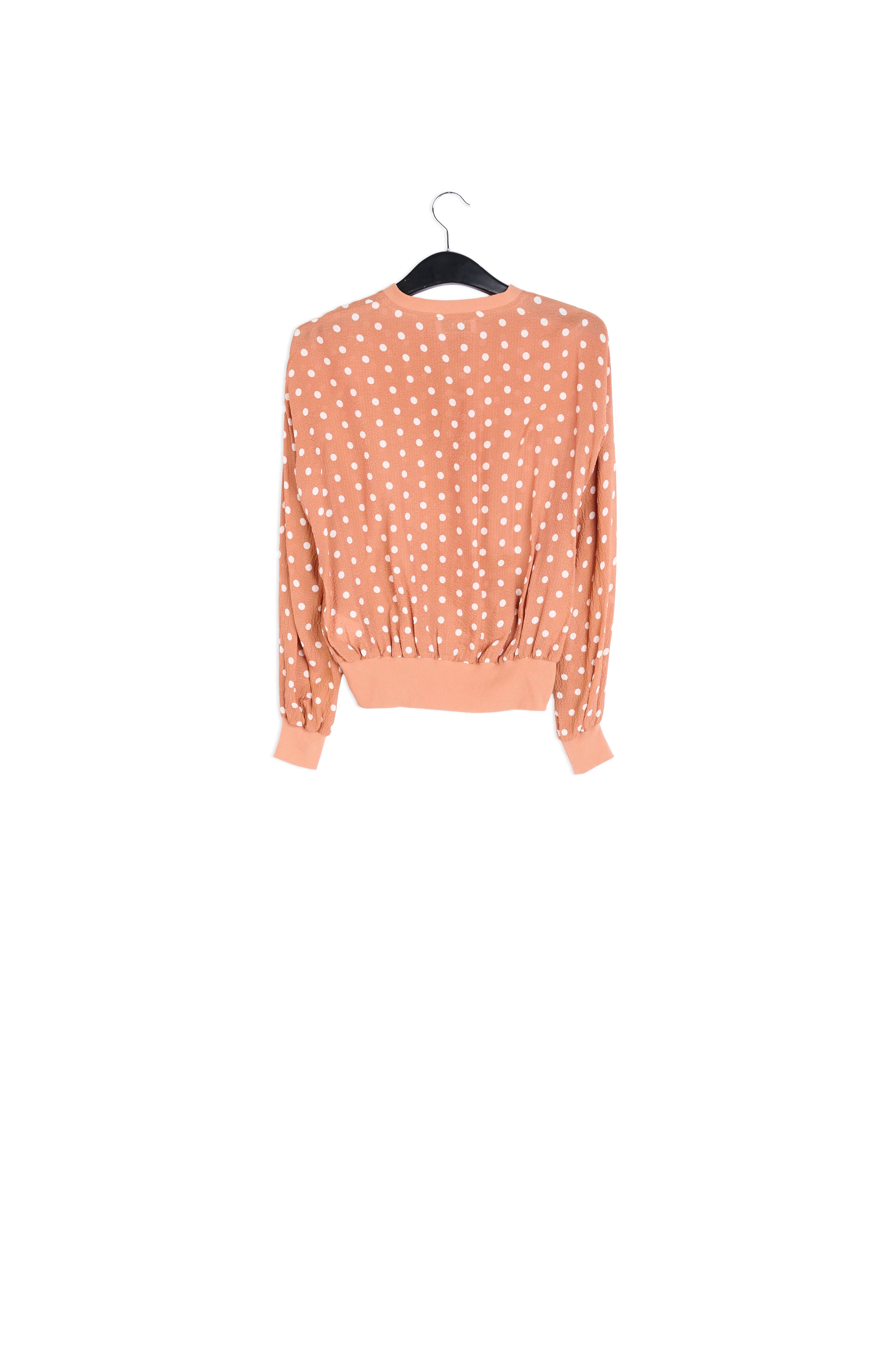 Bruin wijde top met witte stippen RE—SSENTIEL | Essentiel second hand