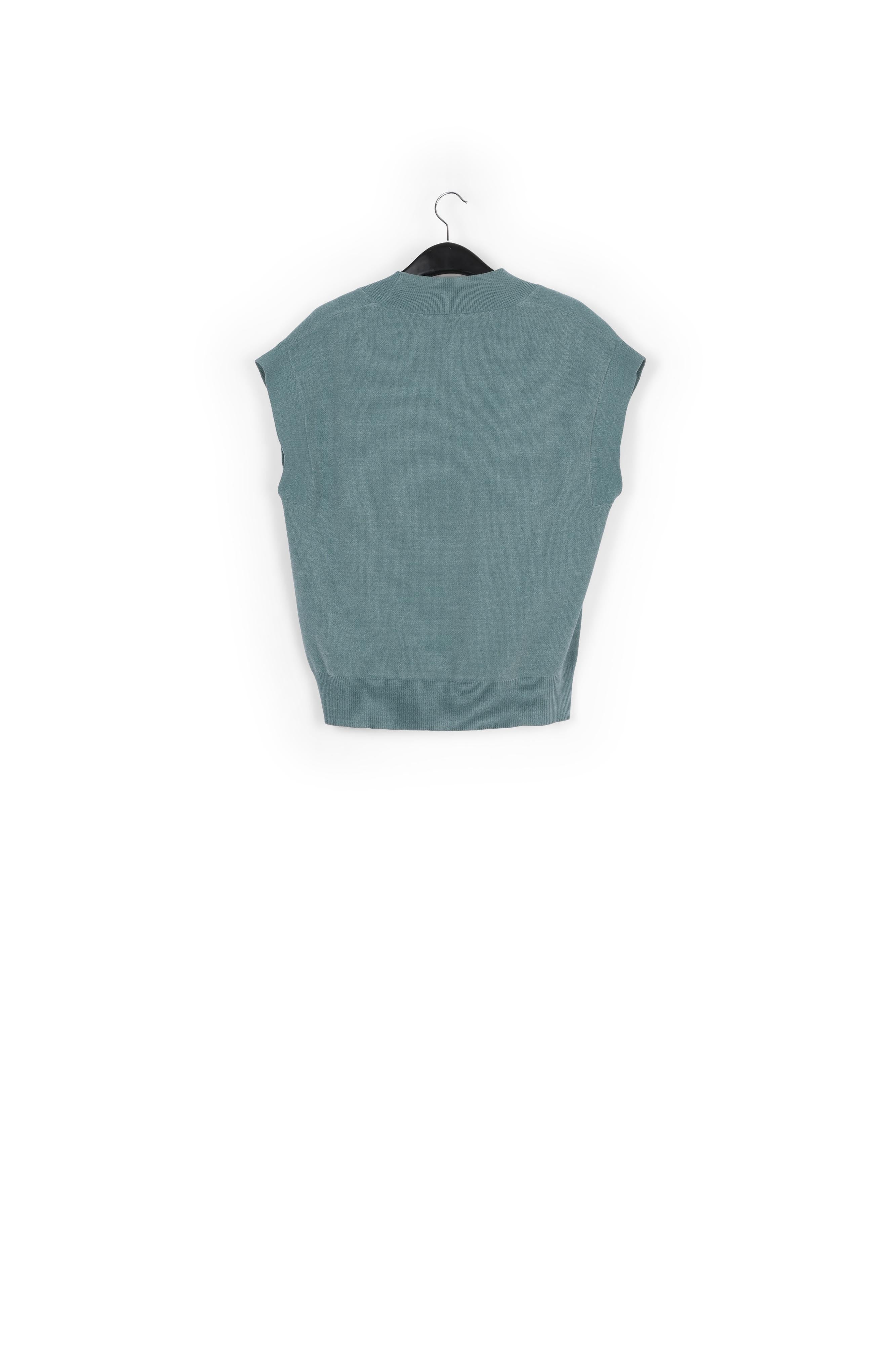 Blue V-neck short-sleeved sweater RE—SSENTIEL | Essentiel second hand